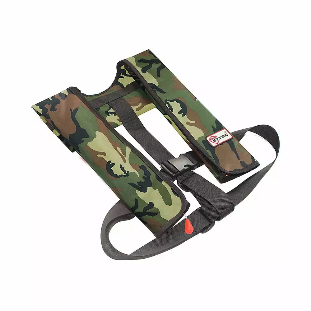 Premium Auto Manual Inflatable Life Jacket Green Camouflage Survival Aid