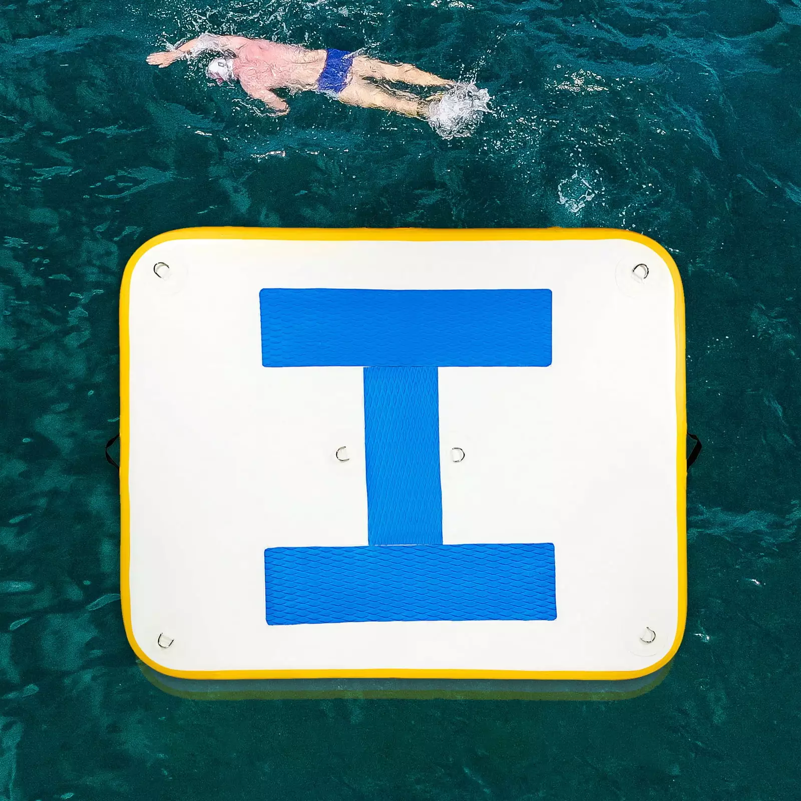 BENTISM Inflatable Dock Platform 8x5 ft Electric Air Pump Water Activities 10