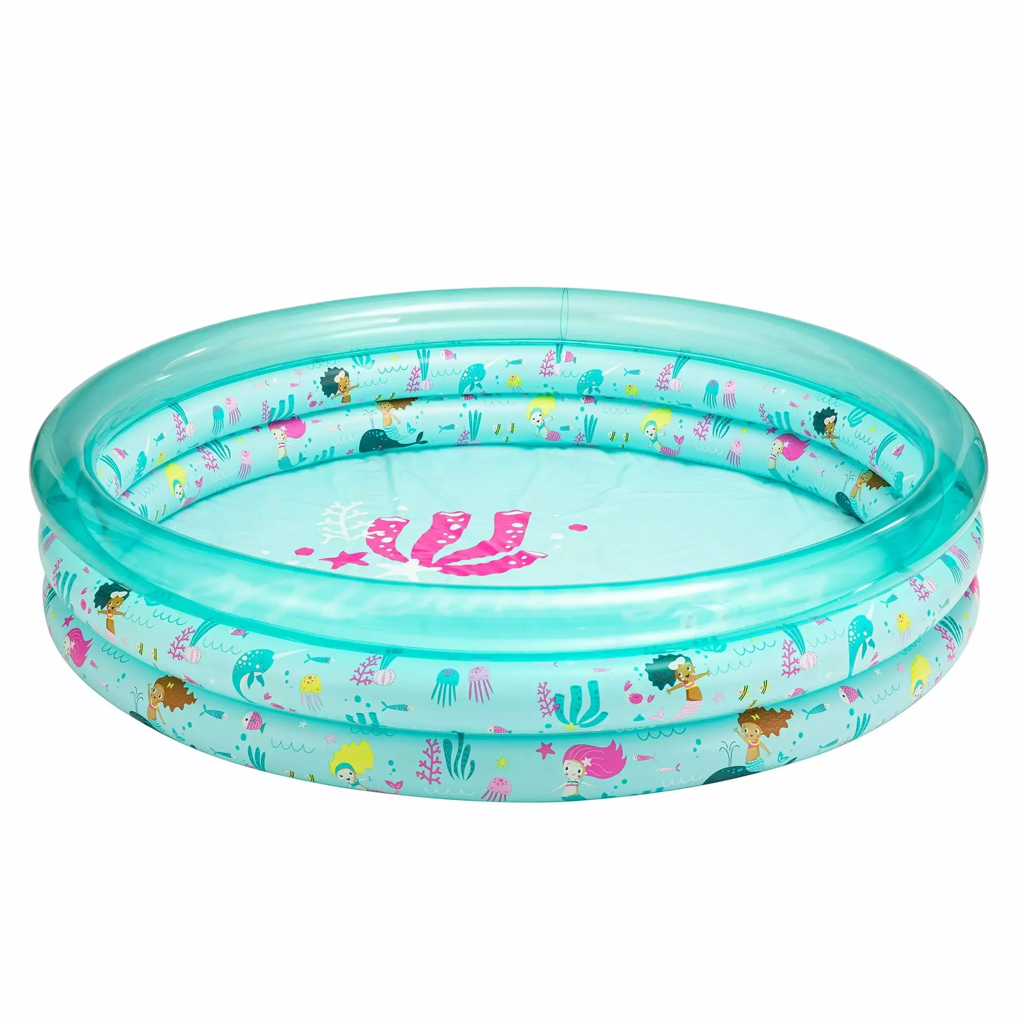 Bluescape Blue Mermaid 3-Ring Inflatable Swimming Pool Kids Round Age 2 & up