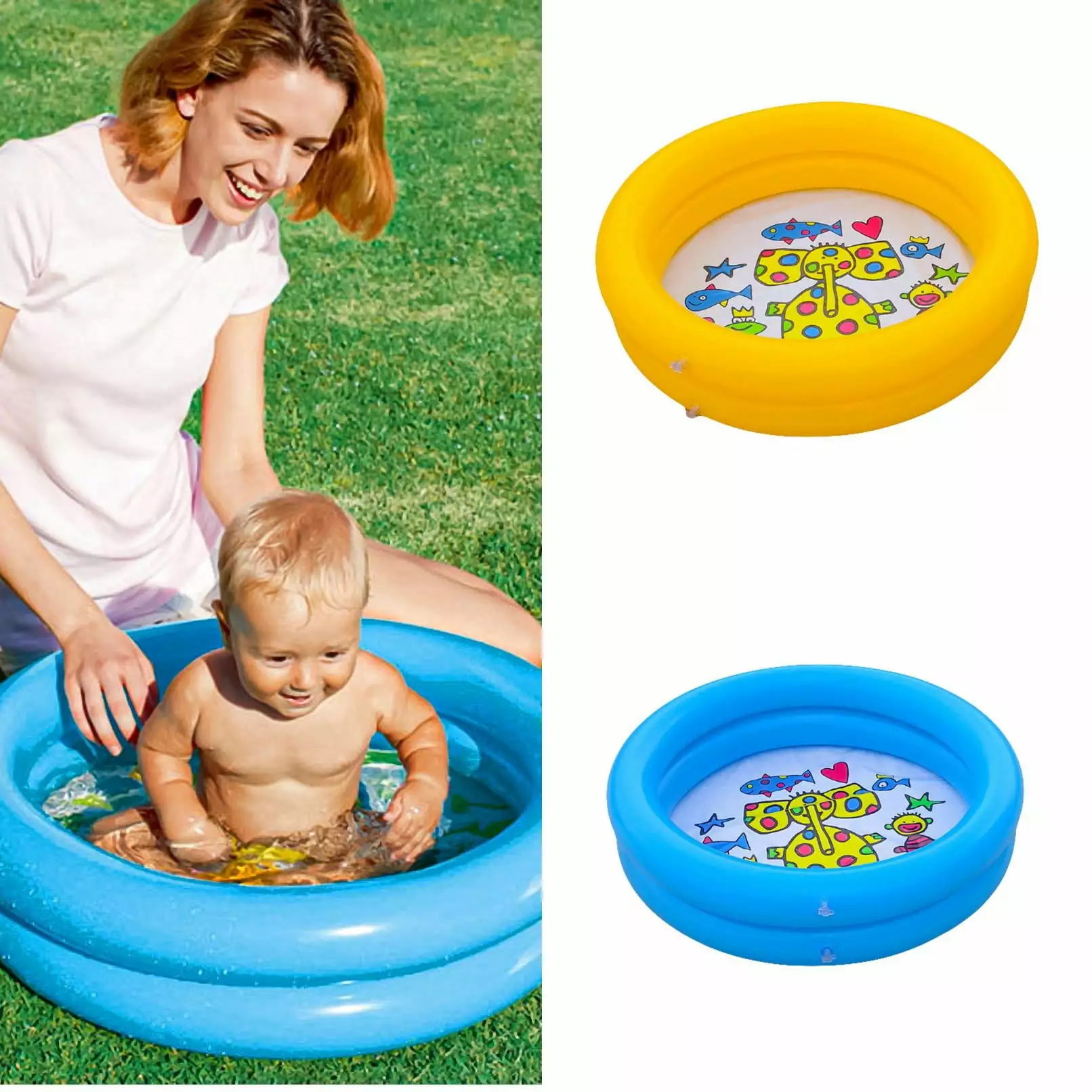 D-GROEE Inflatable Baby Swimming Pool Portable Kiddie Paddling Pool Indoor Outdoor Toddler Water Play