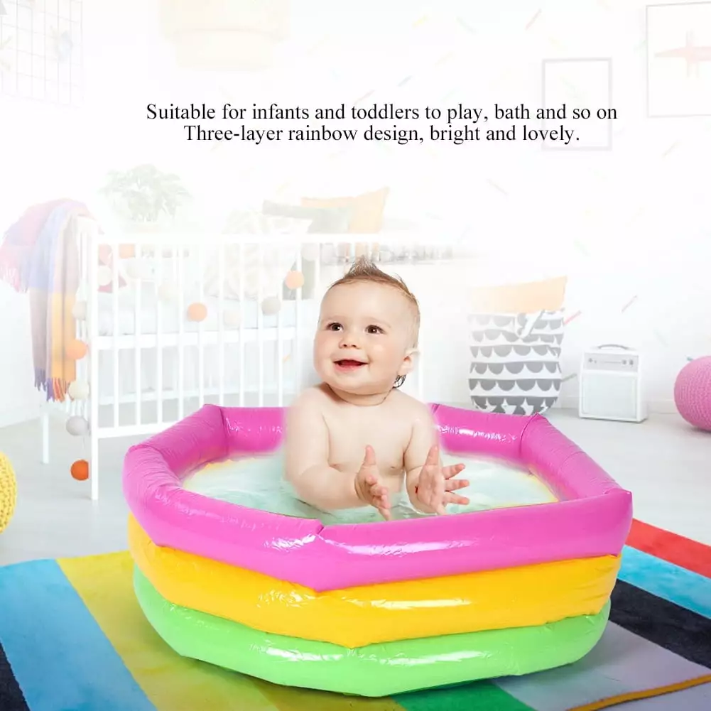 Infant Inflatable Swimming Pool - Soft Safe Rainbow Bath Toy Toddlers Playtime 60