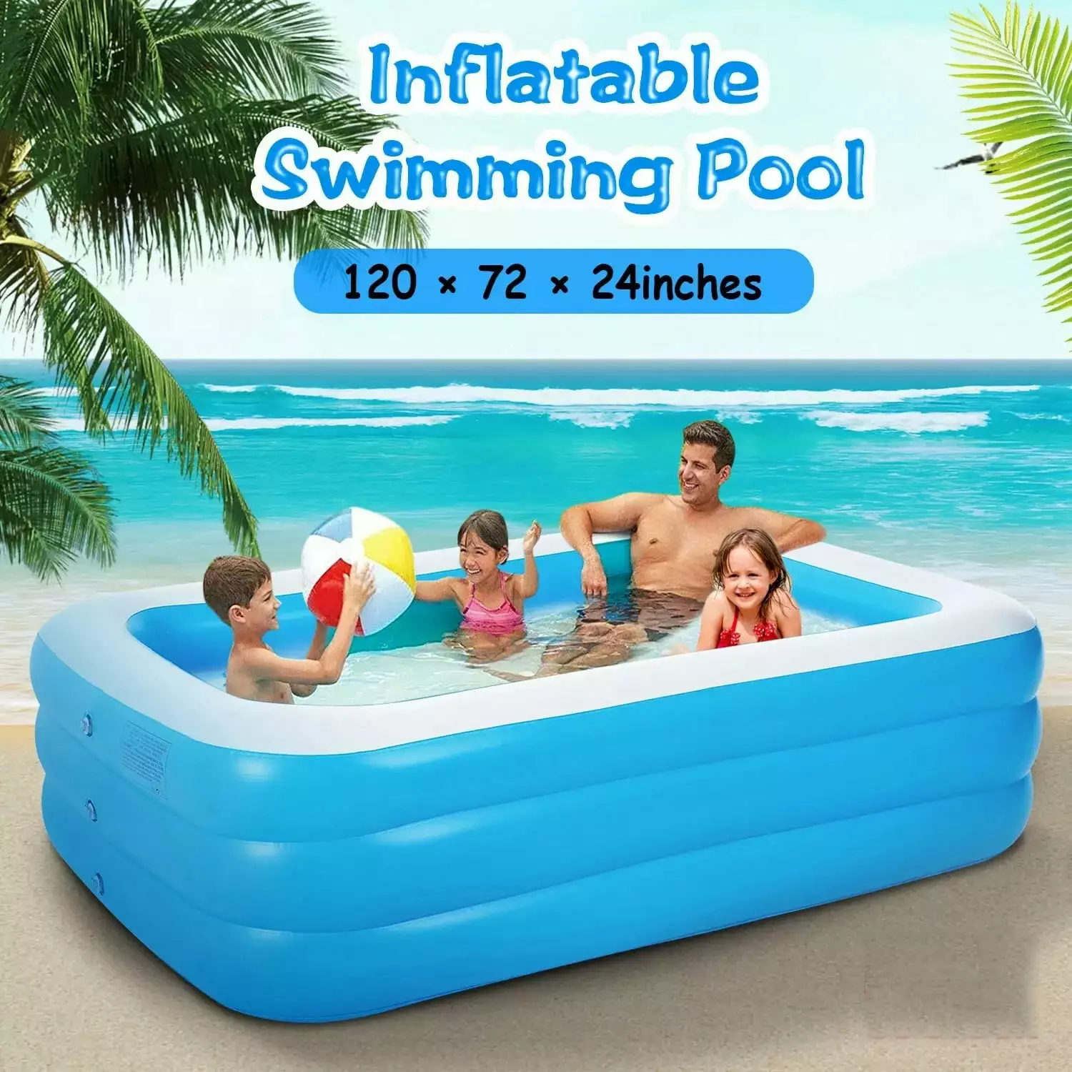 Outdoor Kids Pool Inflatable Swimming Pool Garden Summer Adult & Kiddie Pools 120
