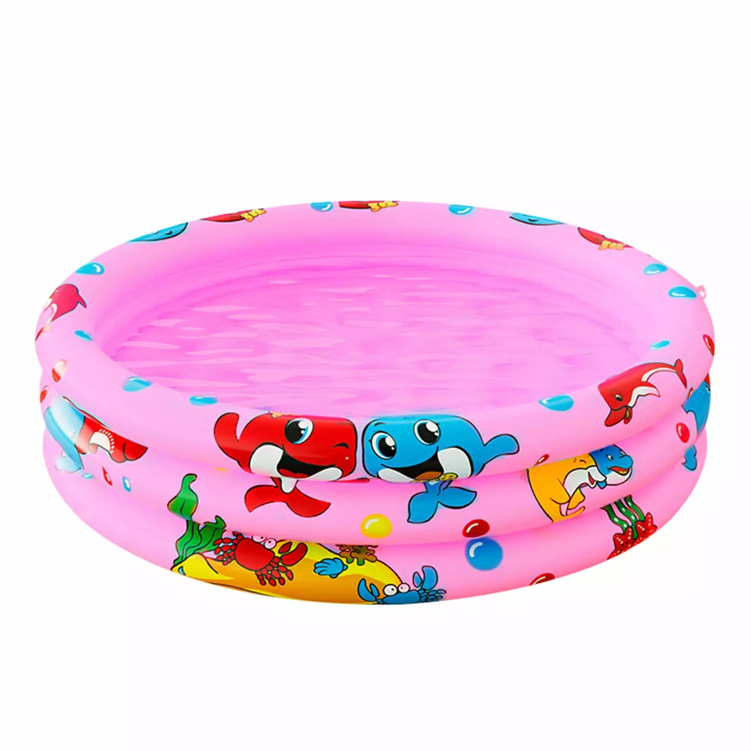 Round Inflatable Baby Swimming Pool 47x12 3-Ring Portable Kiddie Pool Indoor Outdoor Toddler Water Play Pink