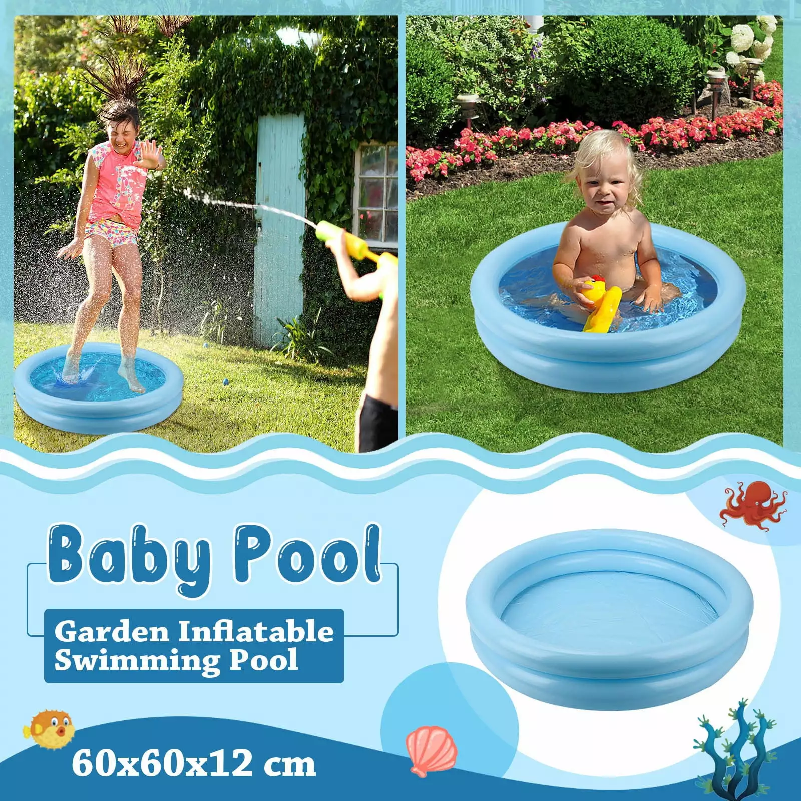VOSS Portable Inflatable Baby Swimming Pool Children Pump Pool Water Game