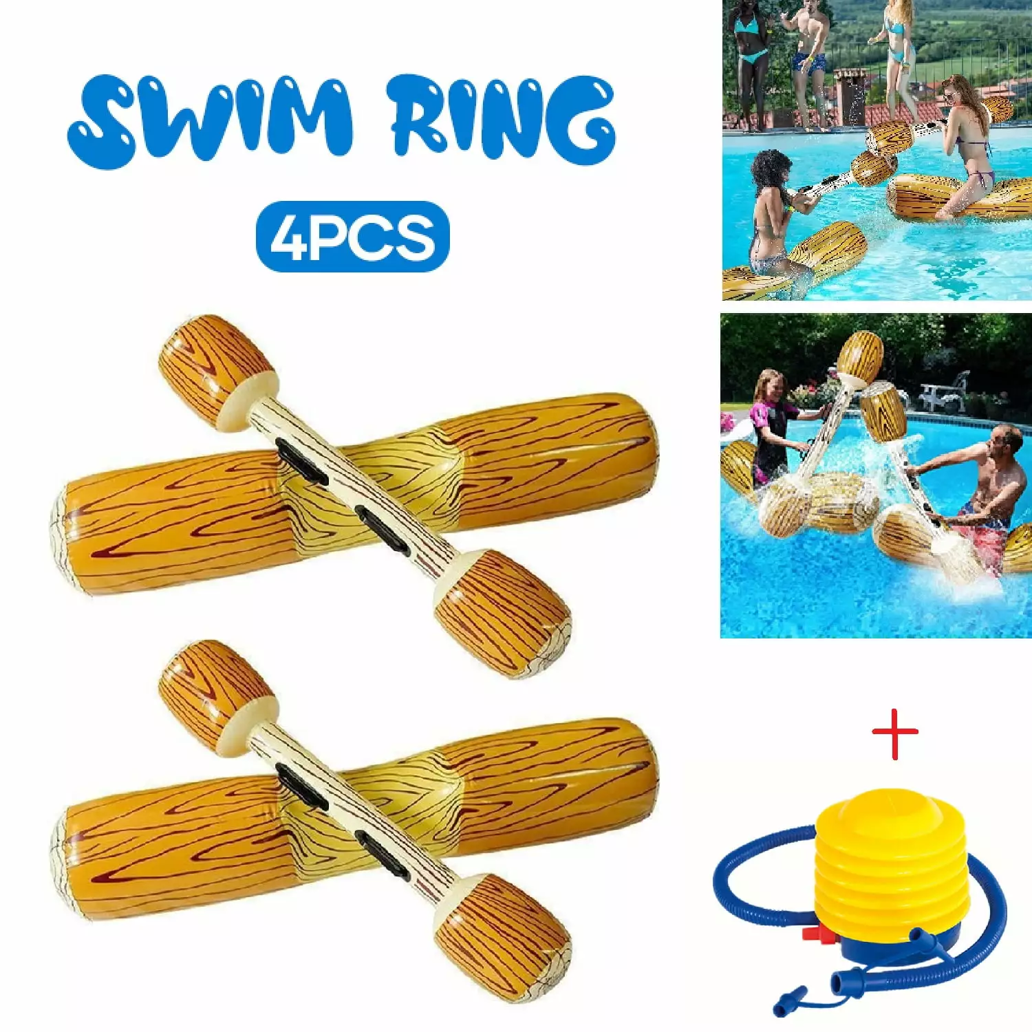 4Pcs Inflatable Pool Battle Log Rafts Floating Bed Pool Party Beach Games