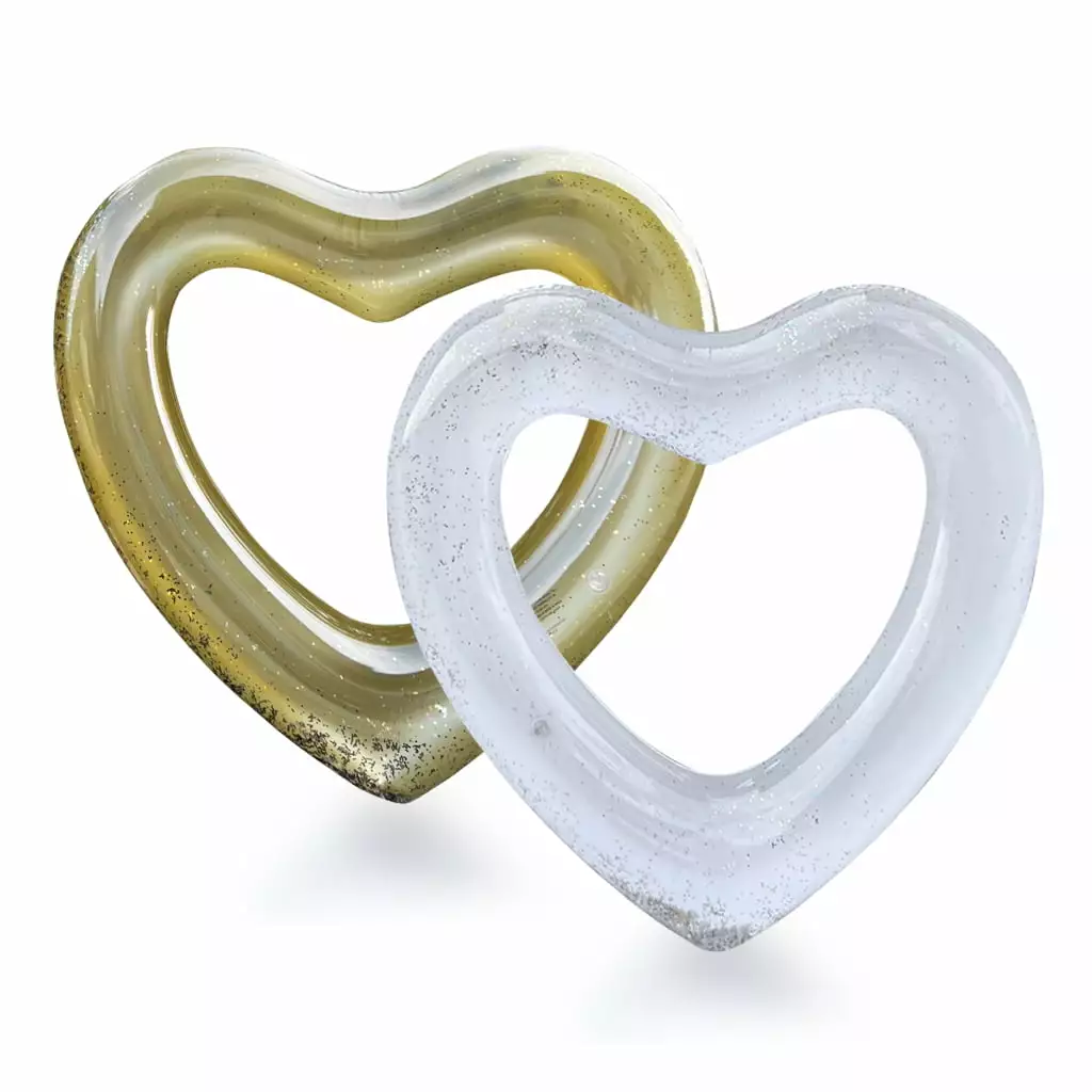 Park 2 Pack Inflatable Swim Rings Heart Pool Float Loungers Toys Kids Adults 1