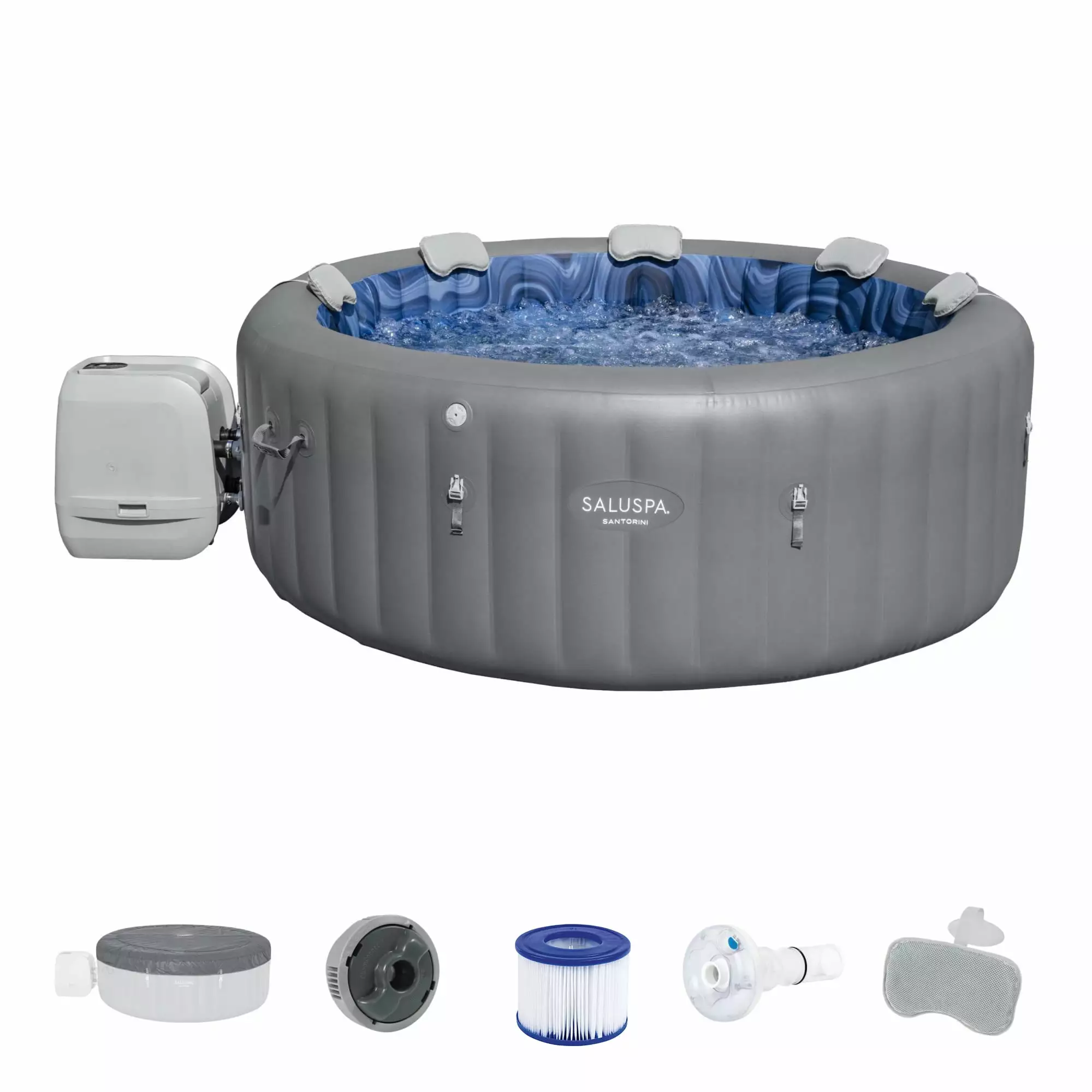 Bestway SaluSpa Santorini HydroJet Inflatable Hot Tub 180 Jets Gray Energy