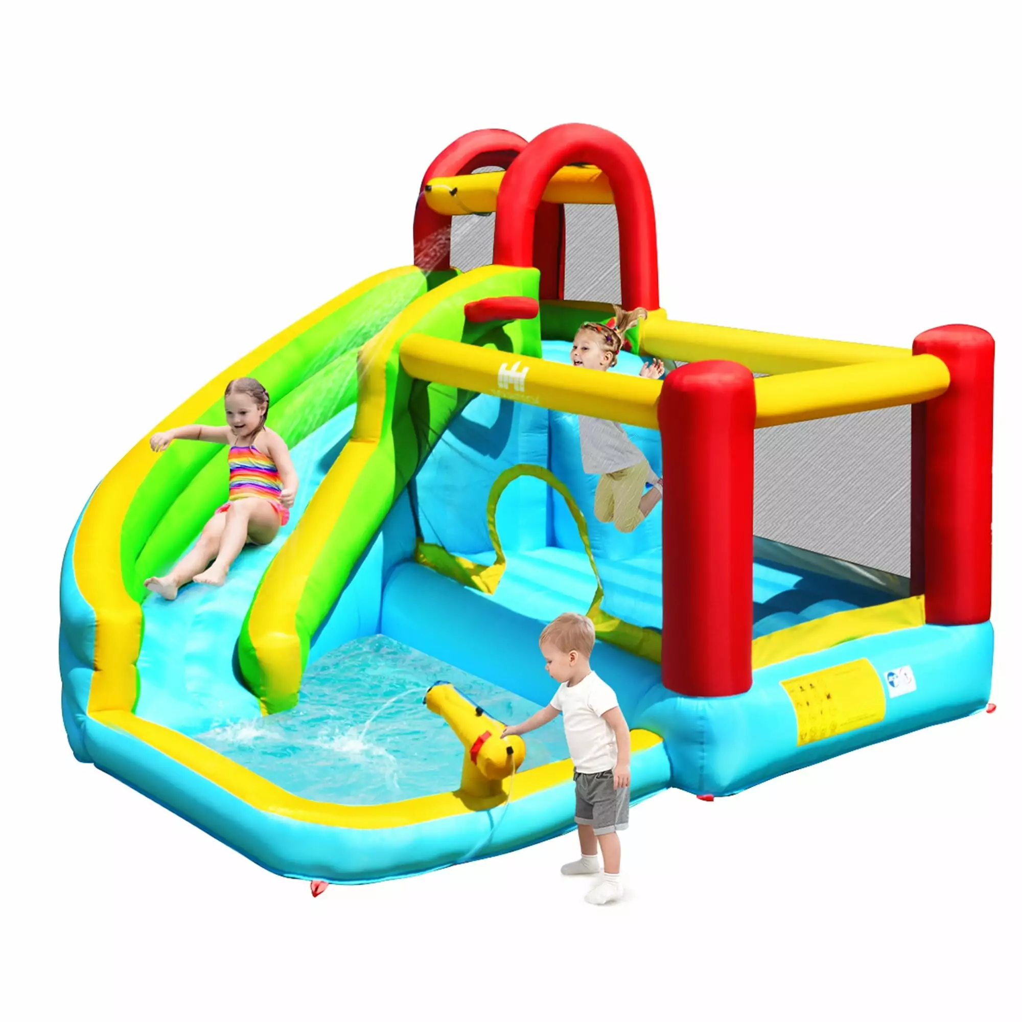 Inflatable Kids Water Slide Jumper Bounce House Splash Pool Colorful No Blower Needed W