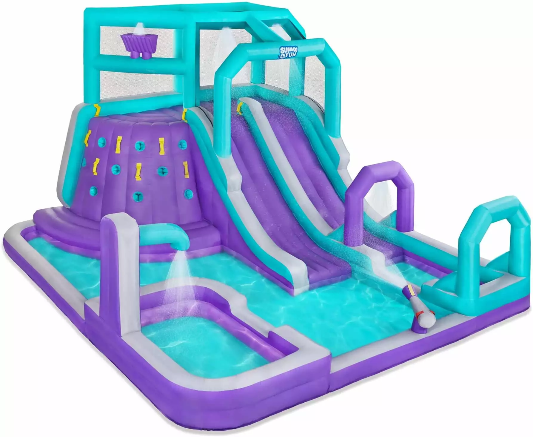 Sunny & Fun Inflatable Water Slide Blow up Pool Child Water Park Backyard Purple