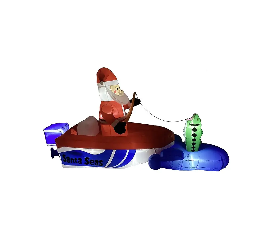 Santas Forest 90801 Inflatable Santa Fishing O Boat 10 feet Outdoor Holiday Decor