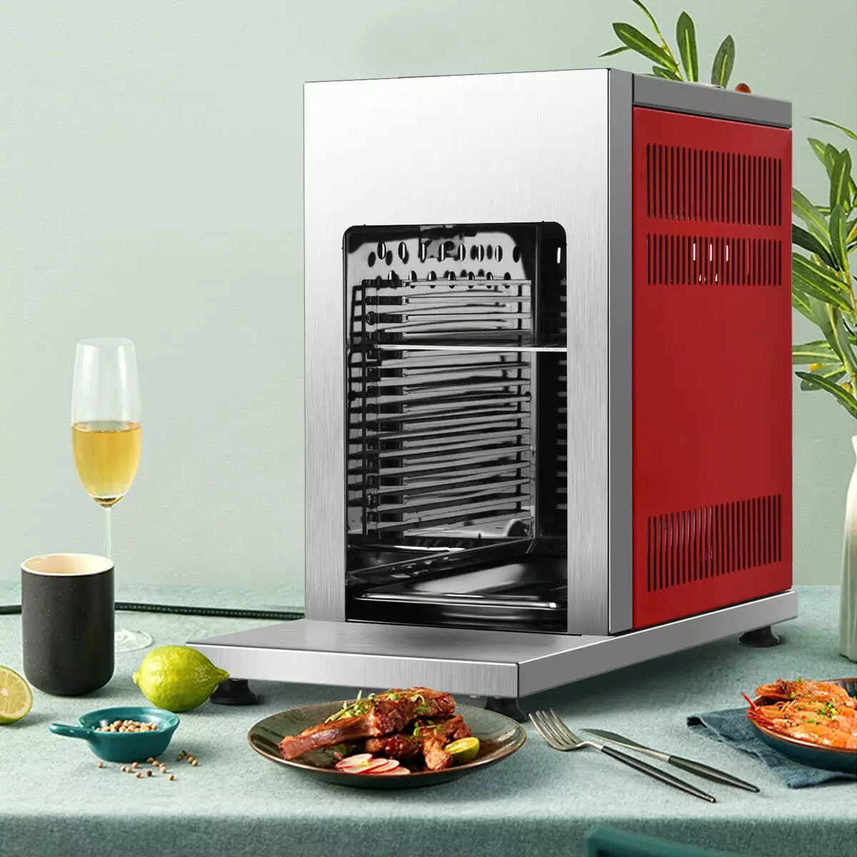 Gymax Propane Infrared Steak Grill BBQ Stainless Steel Single Burner Vertical Cooking