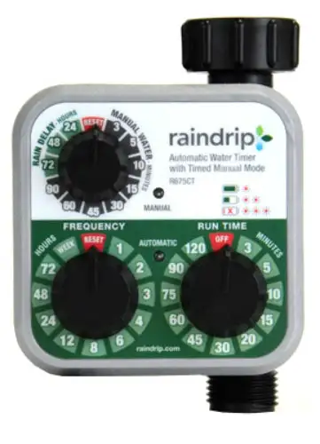 Raindrip R675CT Battery Operated Analog Electronic Water Timer Reliable Irrigation