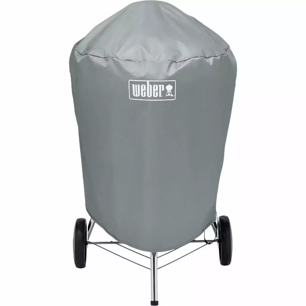 Weber 22 Inch Gray Vinyl Kettle Grill Cover Classic Protective Cover