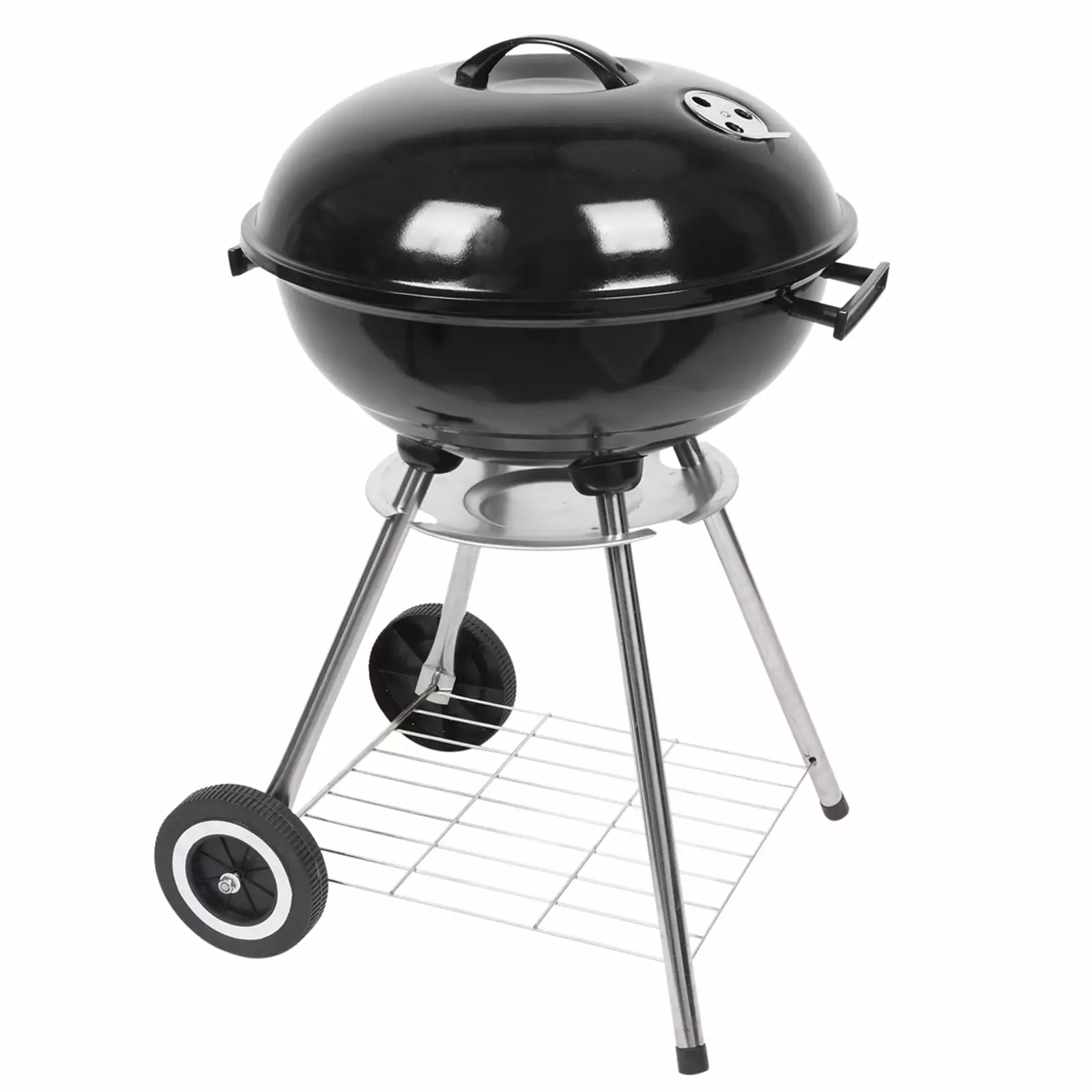 18 Inch Leuwd Kettle Charcoal Grill Lid Thermometer and Wheels Patio Backyard BBQ KAAYEE