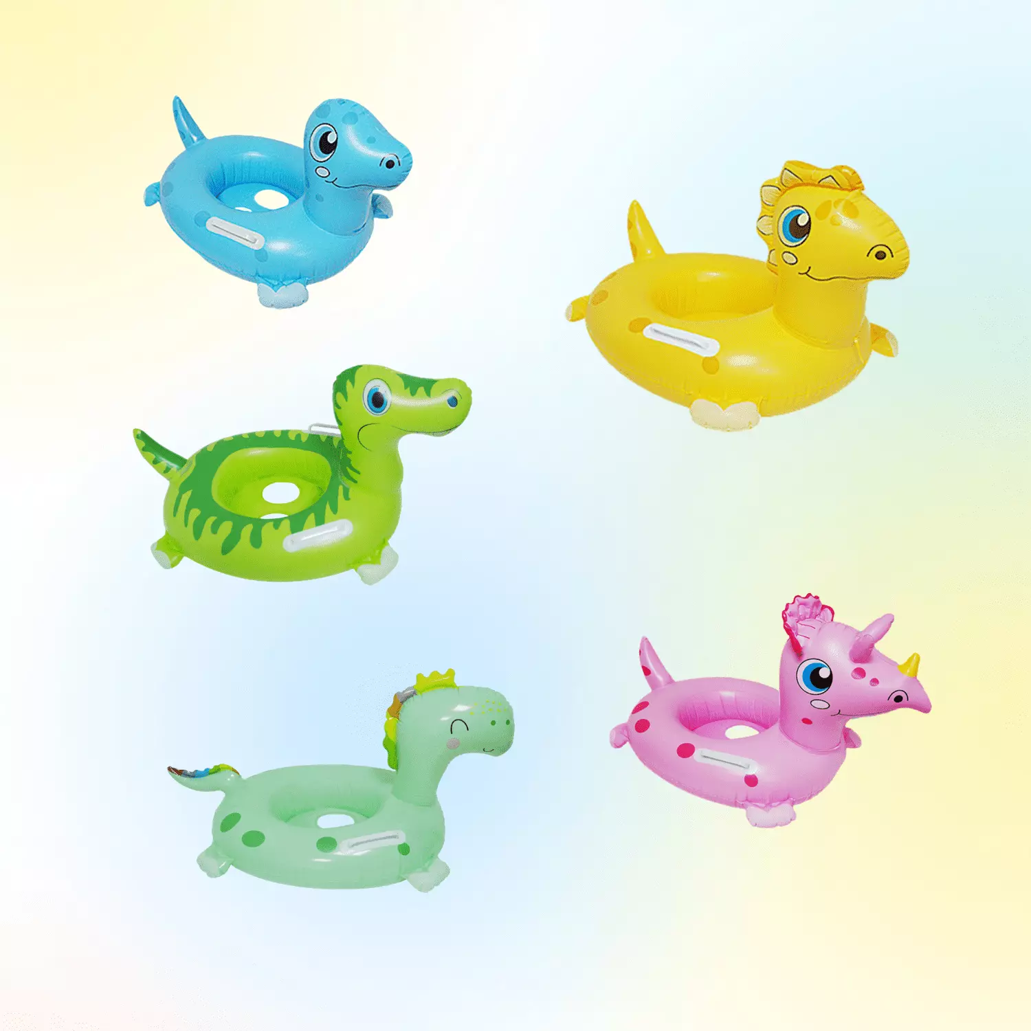 AHA Pool Inflatable Dinosaur Floats Kids - Fun Animal Swim Rings Summer Beach Party
