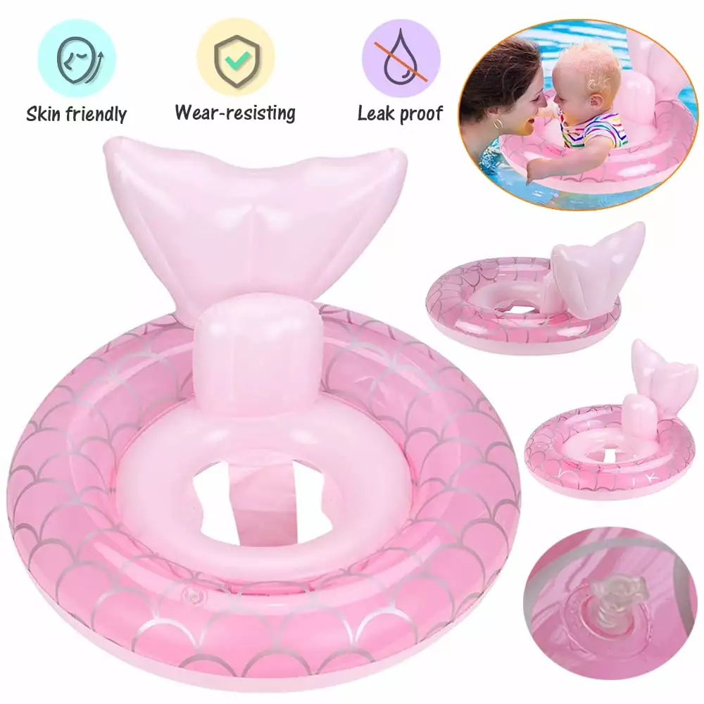 Dosaele Baby Pink Cross-Shaped Safety Base Floating Bed Toddlers Pool Party Toy