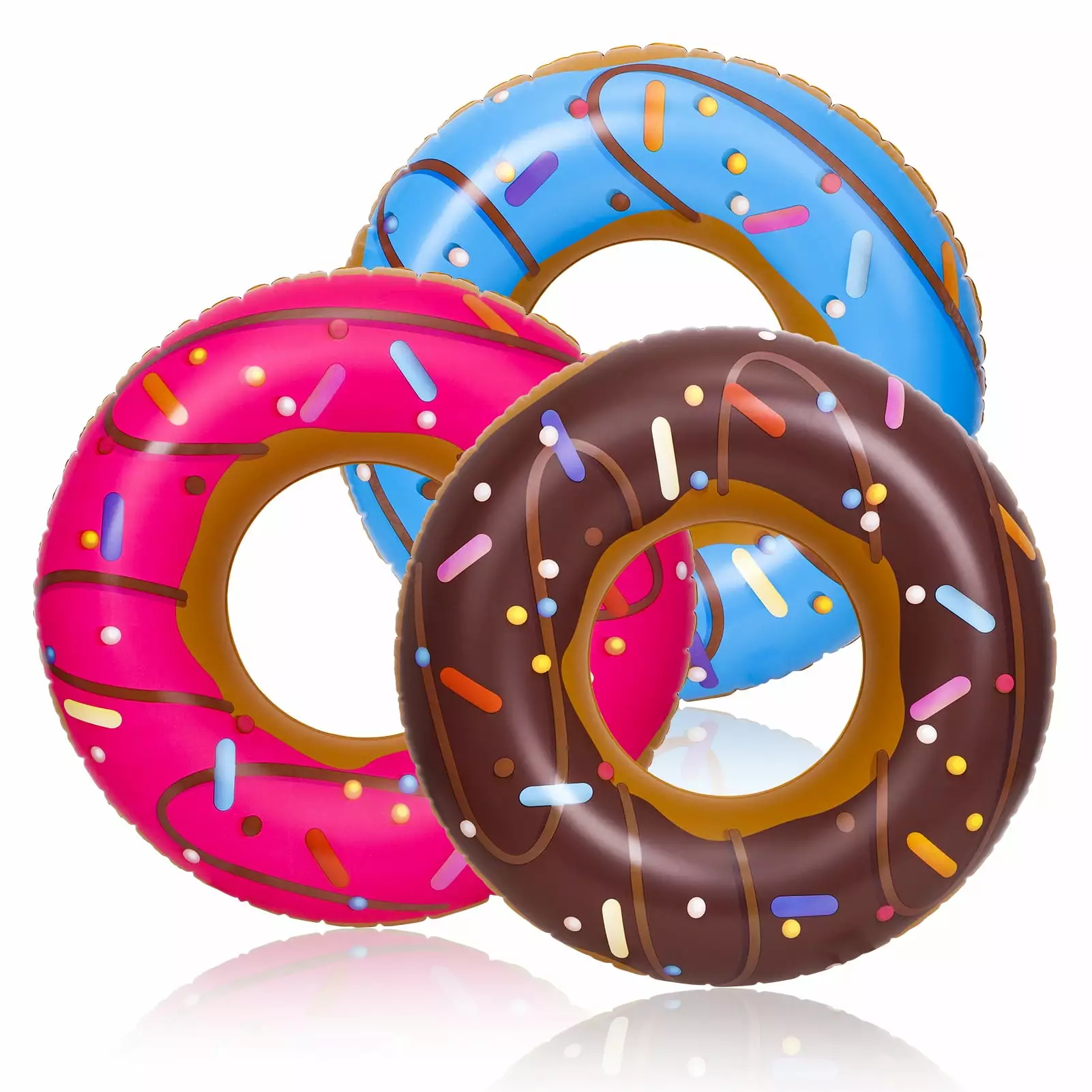 HEQUSIGNS 3Pcs Inflatable Pool Donut Floats Kids 31.5 Inch Swim Rings