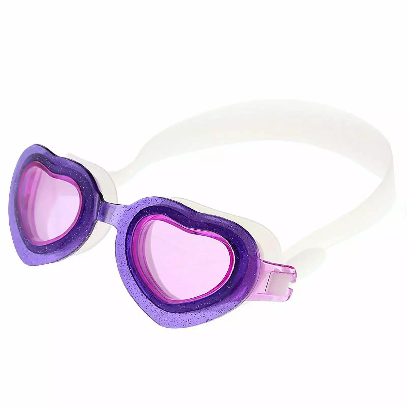 bangyoudaoo Childrens Heart Shaped Purple Sand Silicone Swimming Glasses HD Anti Fog
