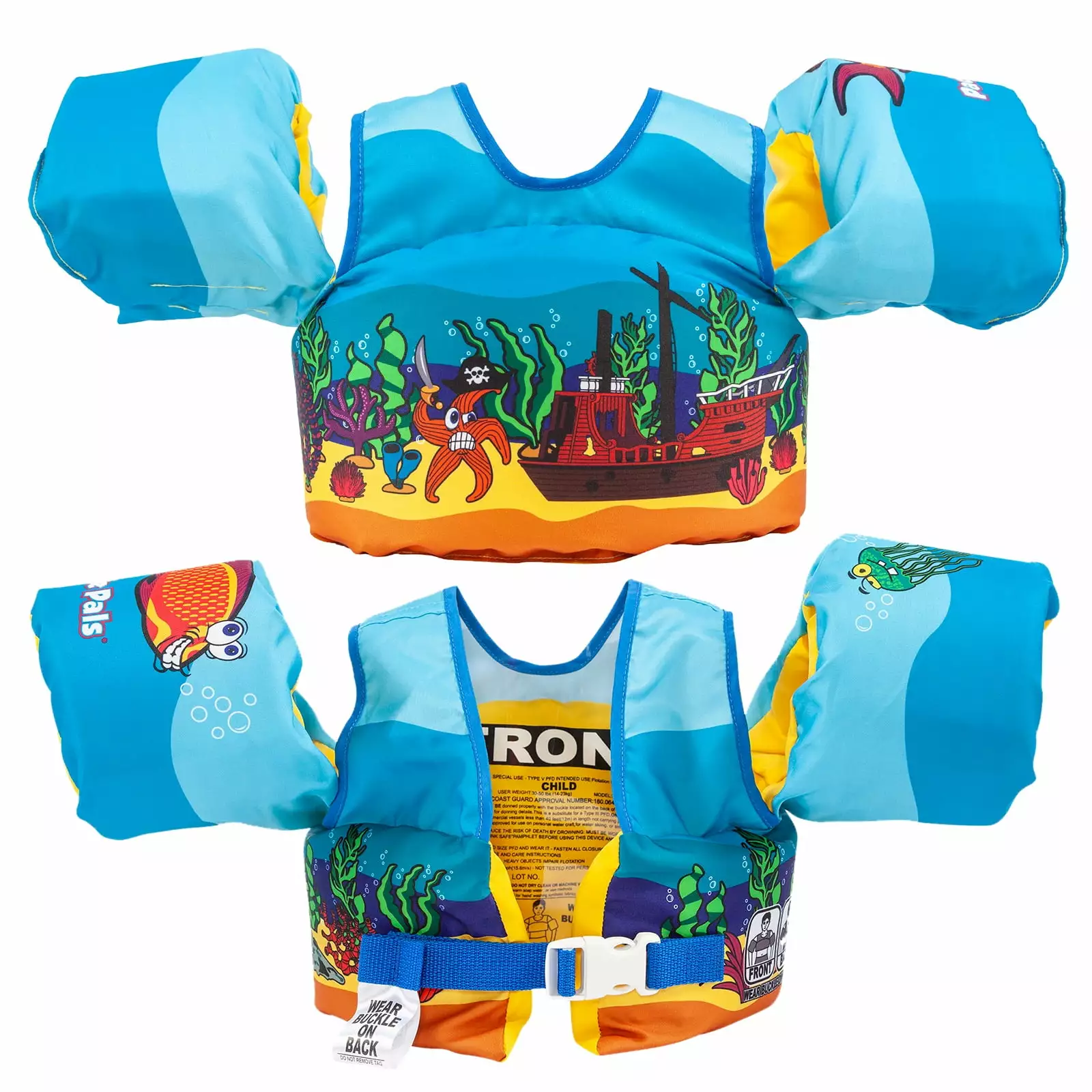 Body Glove Paddle Pals Life Jacket USCG Approved Kids Swim Vest Fishtank Design