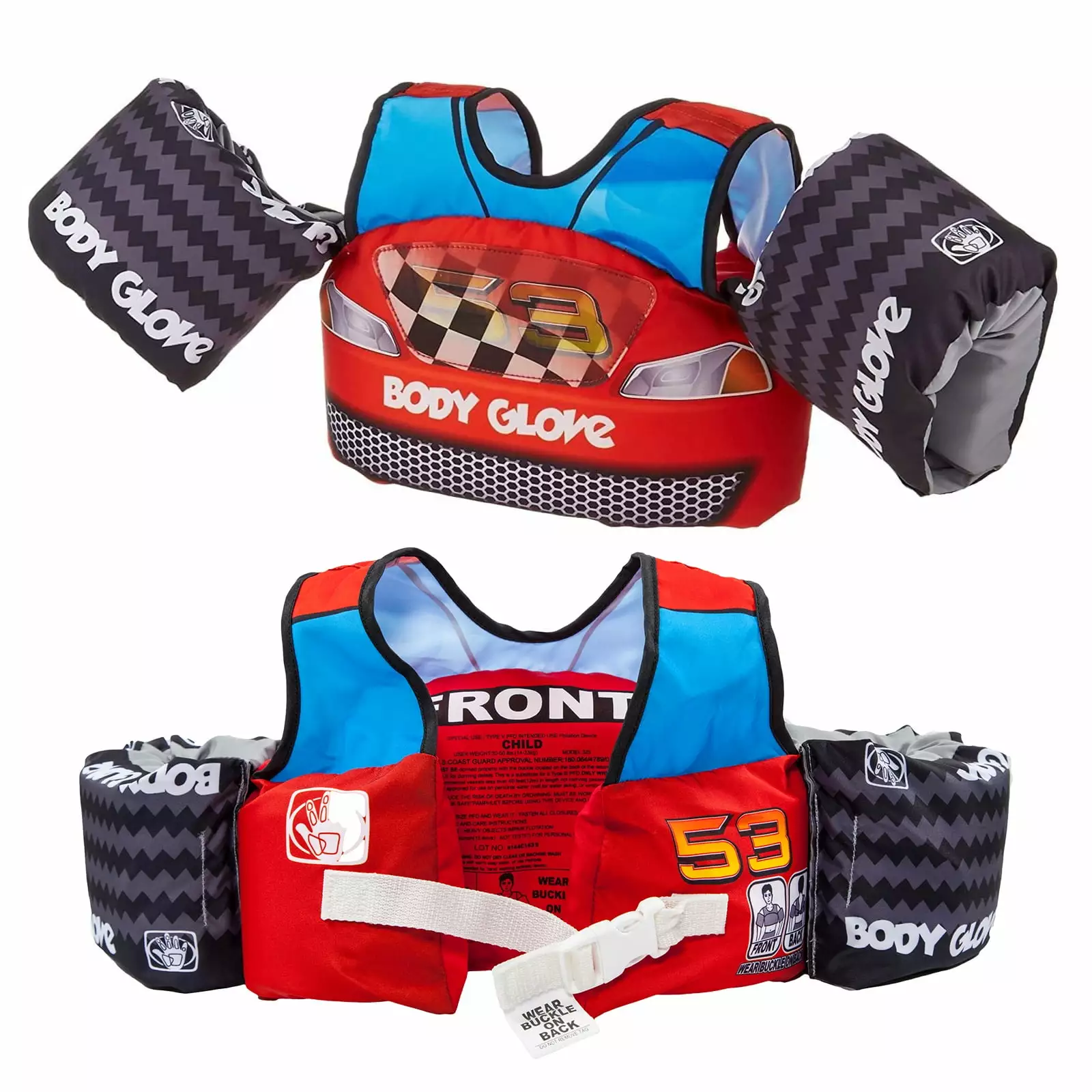 Body Glove Paddle Pals Motion Life Jacket USCG Approved Kids Vest Race Car Design