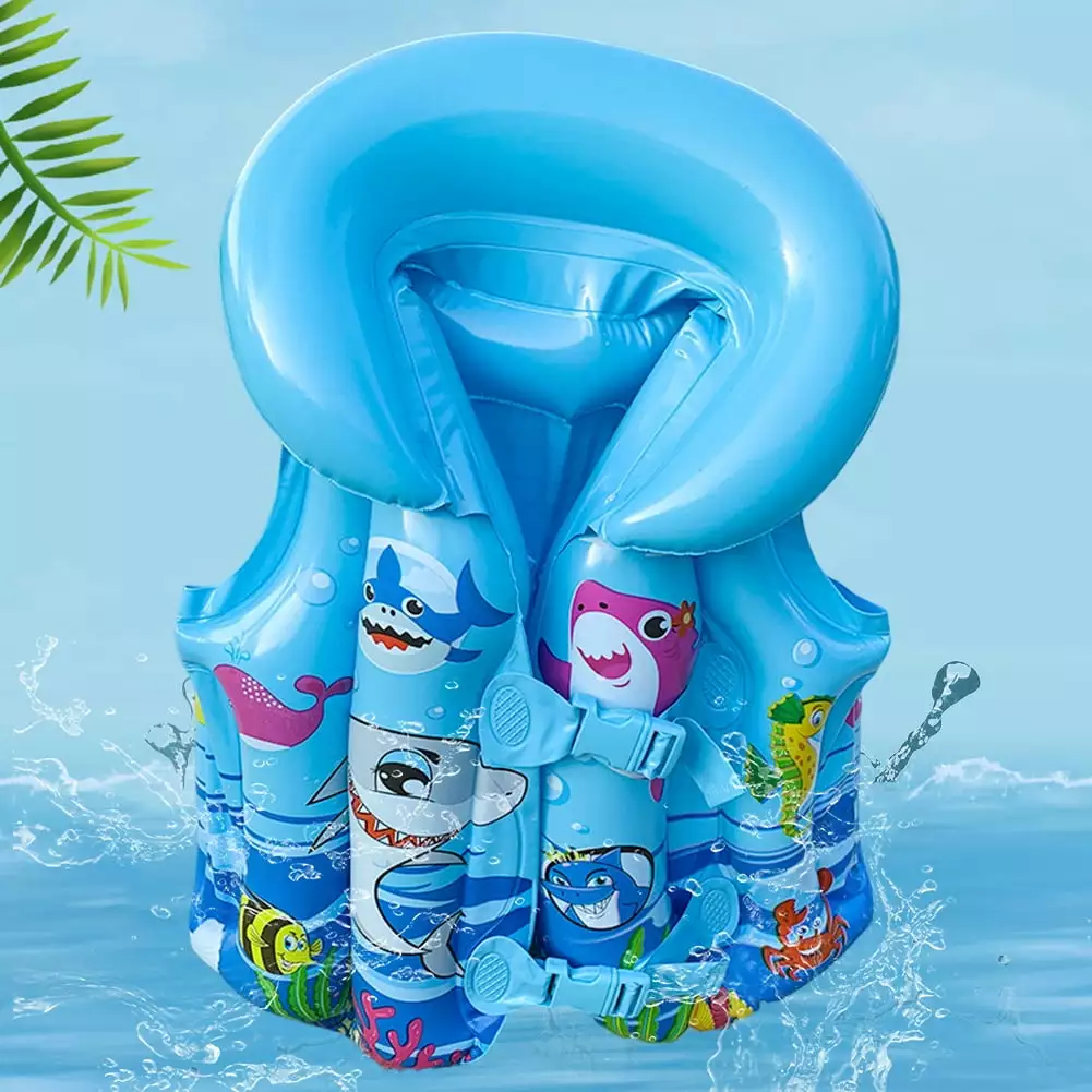 Children Swim Buoyancy Vest Life Jacket Safety Buckle Inflatable Lightweight Portable Outdoor Swimming L