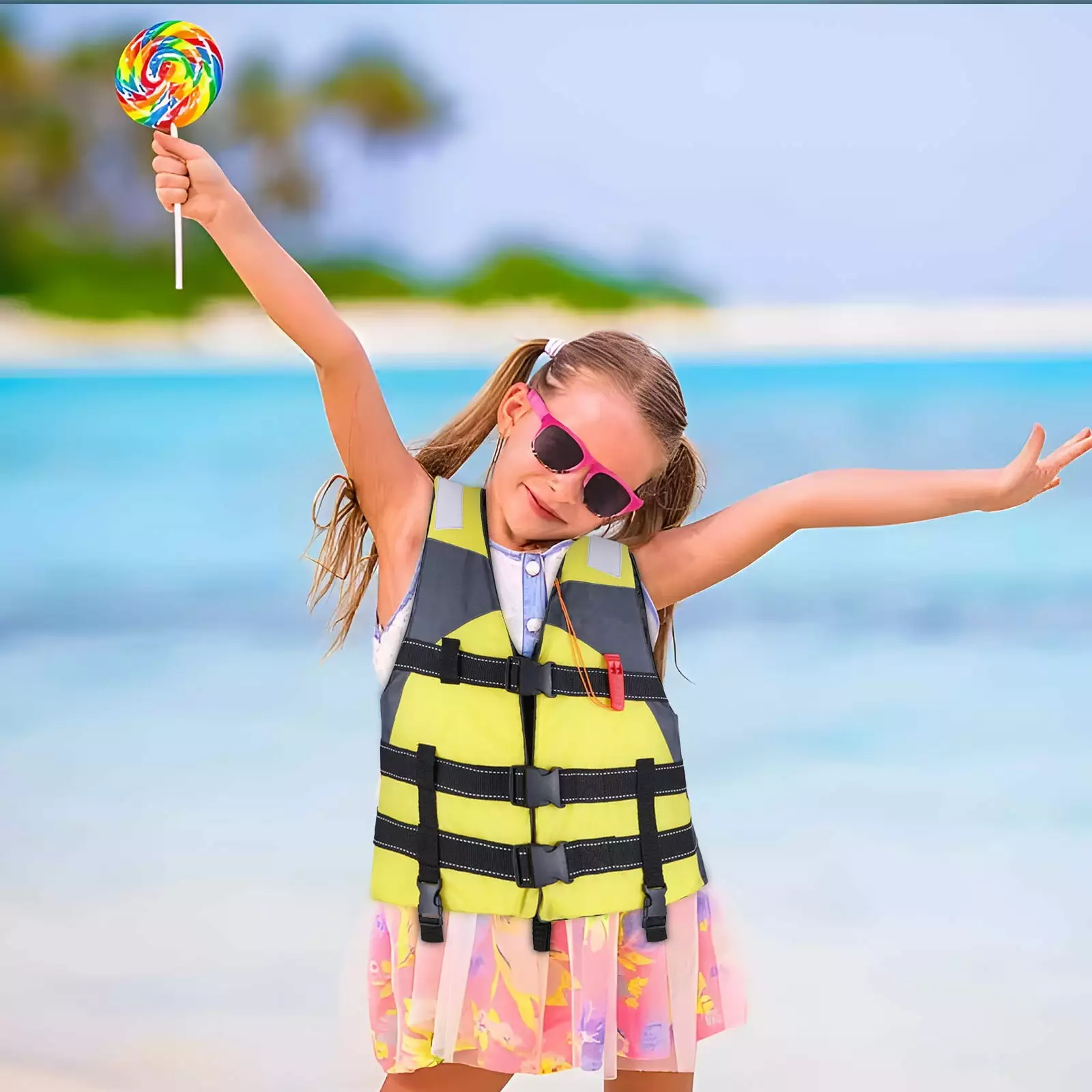 Kids Life Vest Boating Swimming Watersports 50-90 Lbs Child Safety Jacket 40kg