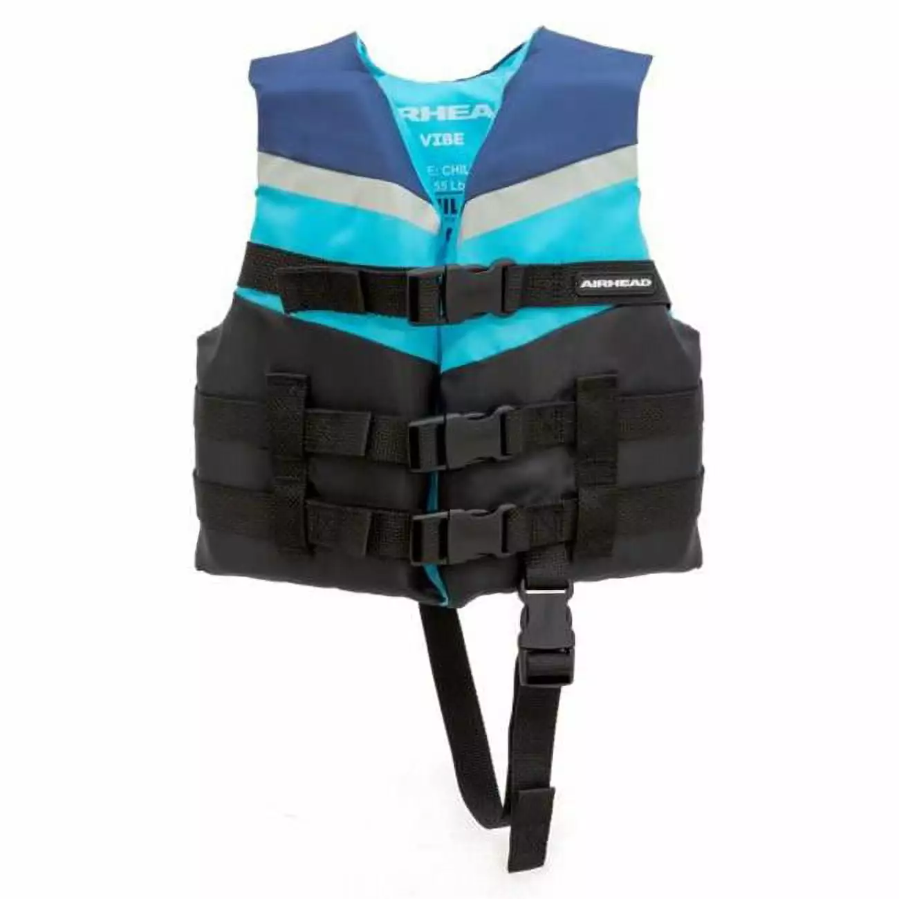 Airhead Vibe 3-Buckle Life Child Vest Blue Black Grey Adjustable Safety Jacket Kids Child