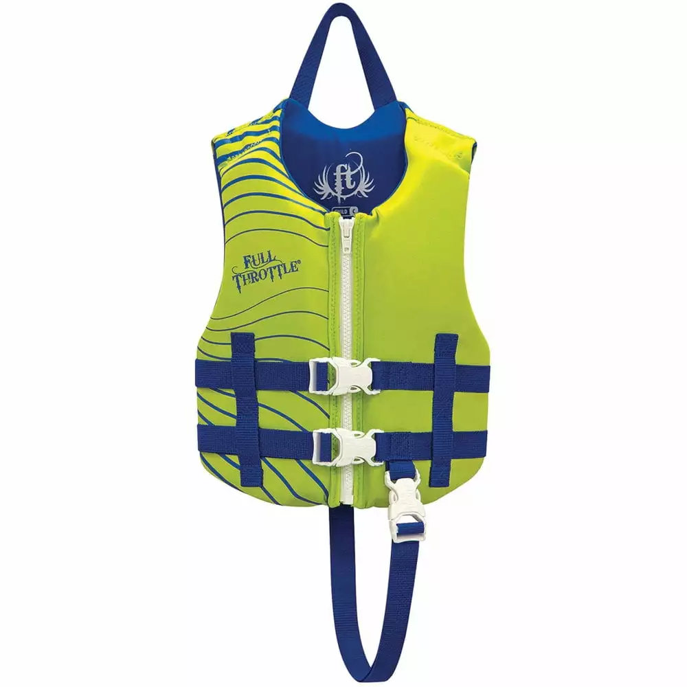 Full Throttle Child Rapid-Dry Vest Green Quick-Dry Life Jacket Kids Water Activities