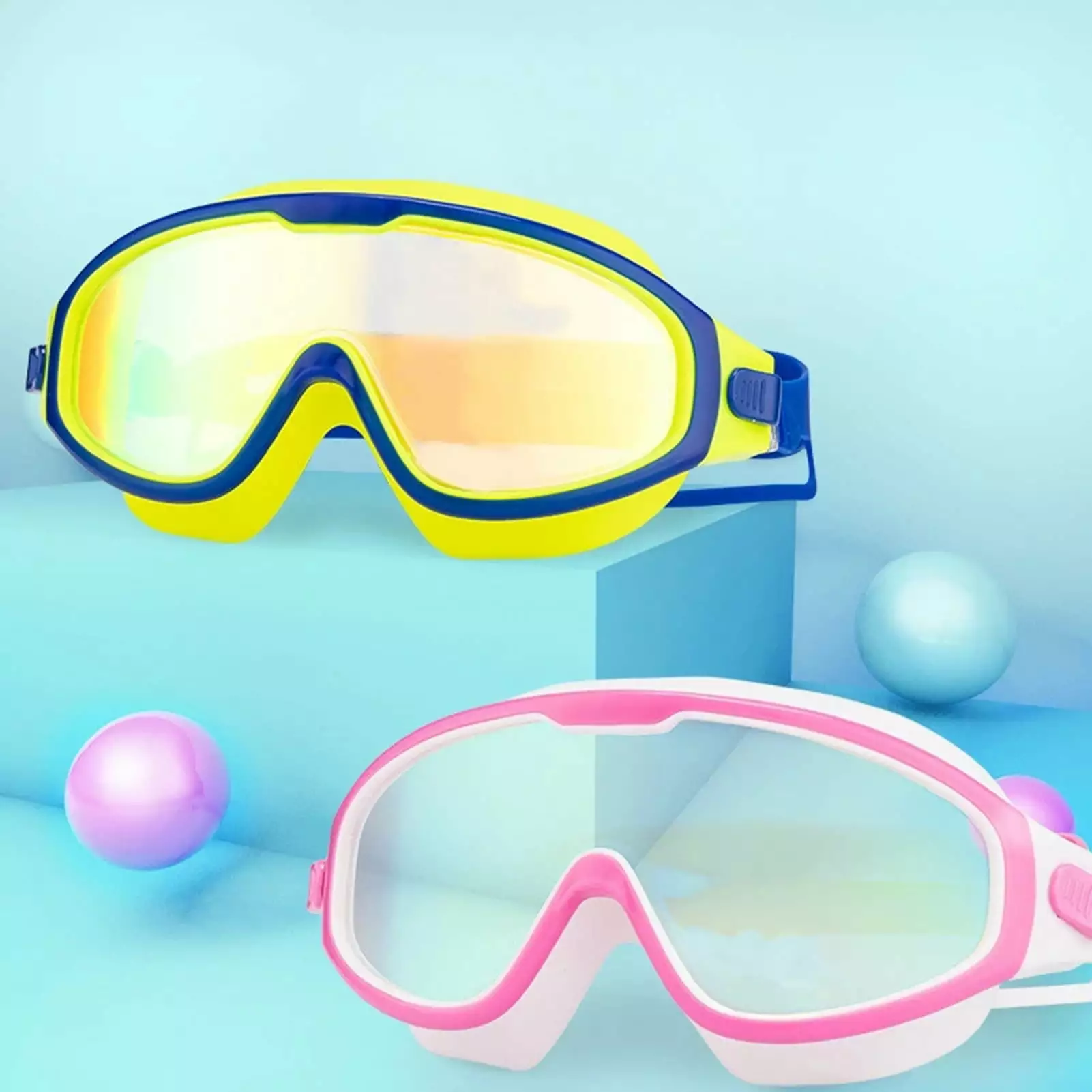 Cheers.US Kids Swim Goggles Toddler Boys Girls Youth Anti-Fog Waterproof Anti-UV Clear Vision Pool Goggles