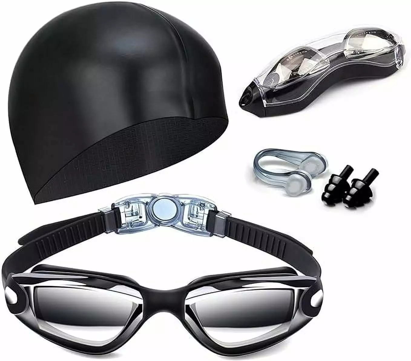 Kidsol Swimming Goggles Set No Leaking Nose Clip Earplugs Swim Cap and Case