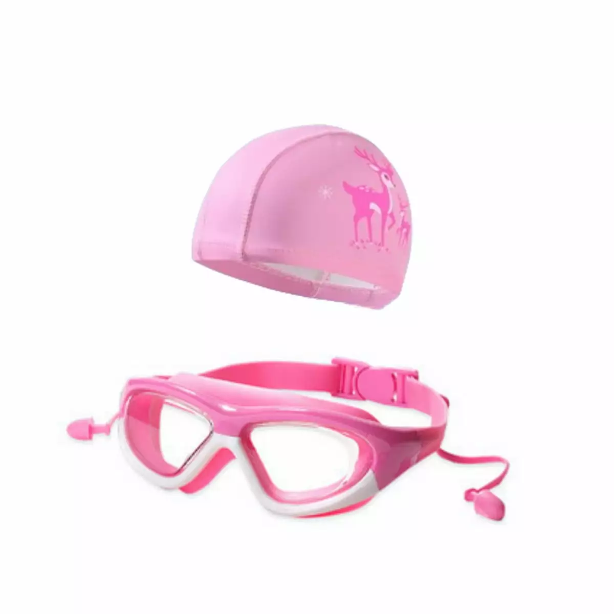 LEUCHTAMOR Kids Swim Goggles Age 3-12 Boys Girls 2 Pack Cap and Earplugs No Leaking Kids