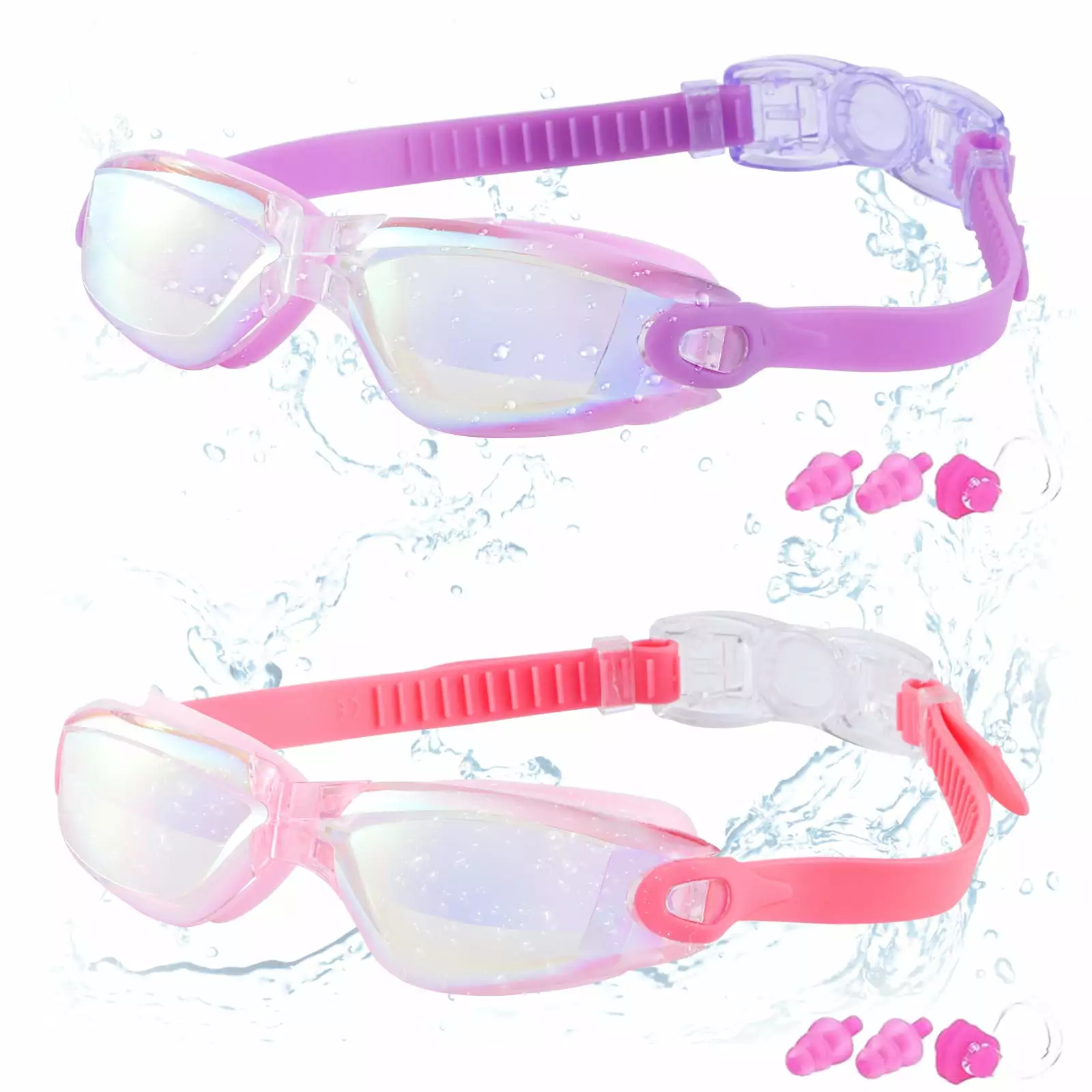 Ochapa Kids Swim Goggles 2 Pack Anti Fog UV Protection Boys Girls Age 4-14