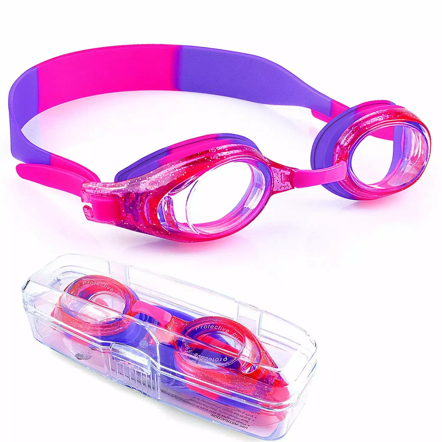 WOVTE Kids Goggles Swimming Goggles Kids Age 3-17 Boys Girls Clear Vision Free Protection Case