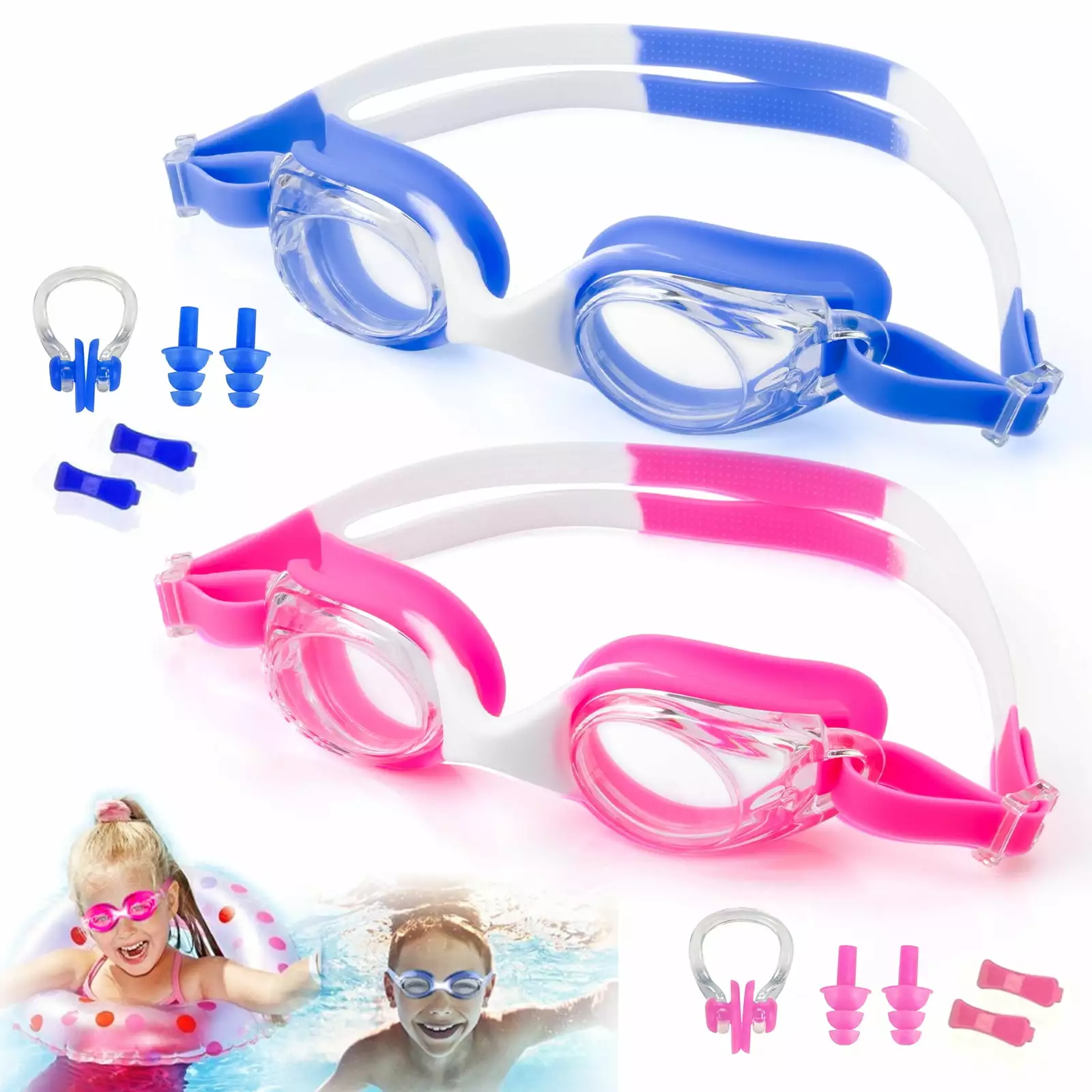 AABV Kids Swim Goggles 2Pack Swimming Goggles Children Teens Anti-Fog Anti-UV Youth Swim Glasses Leak Proof