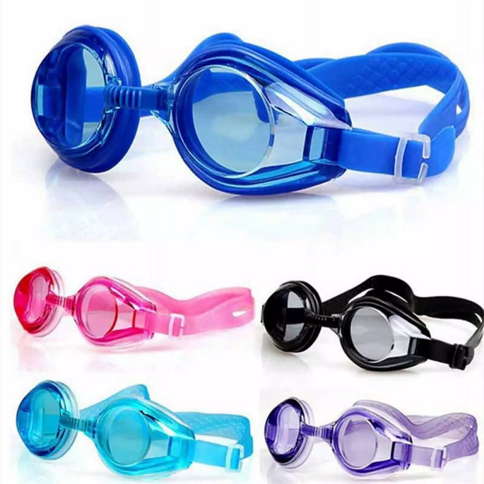 Kids Swim Goggles Boys and Girls Adjustable Straps Silicone Eye Seal UV Protection Anti Fog