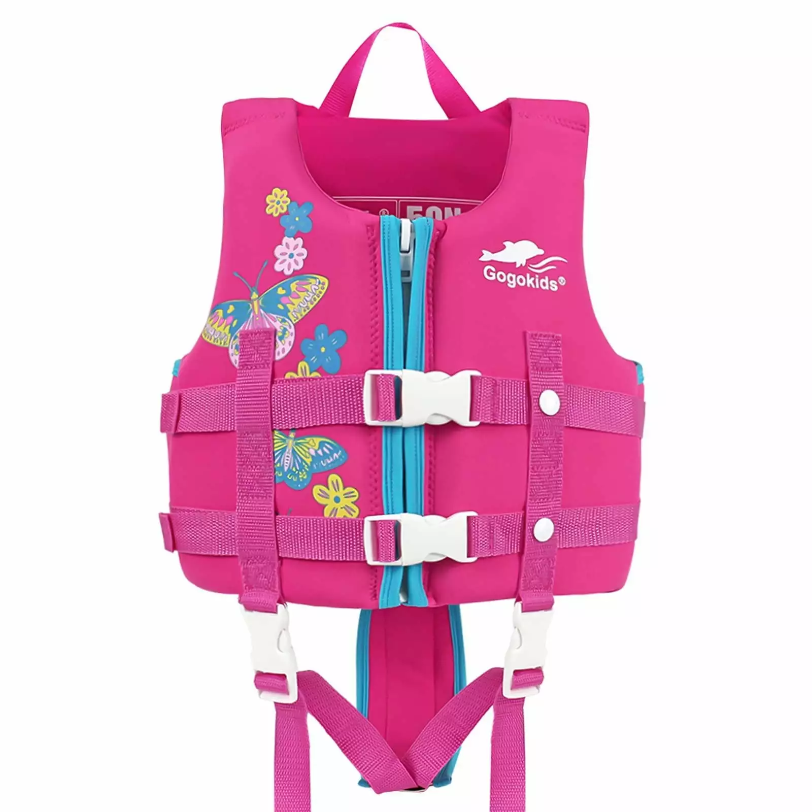 Gogokids Kids Swim Vest Life Jacket Swim Jackets Kids Pool Float Adjustable Safety Strap Fit 28-48 lbs Girls Pink Butterfl...