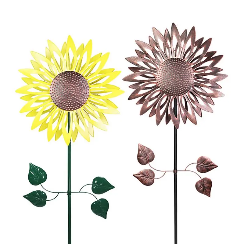 Exhart Assorted Metal 84 Inch Kinetic Sunflower Outdoor Garden Stake Pack 6