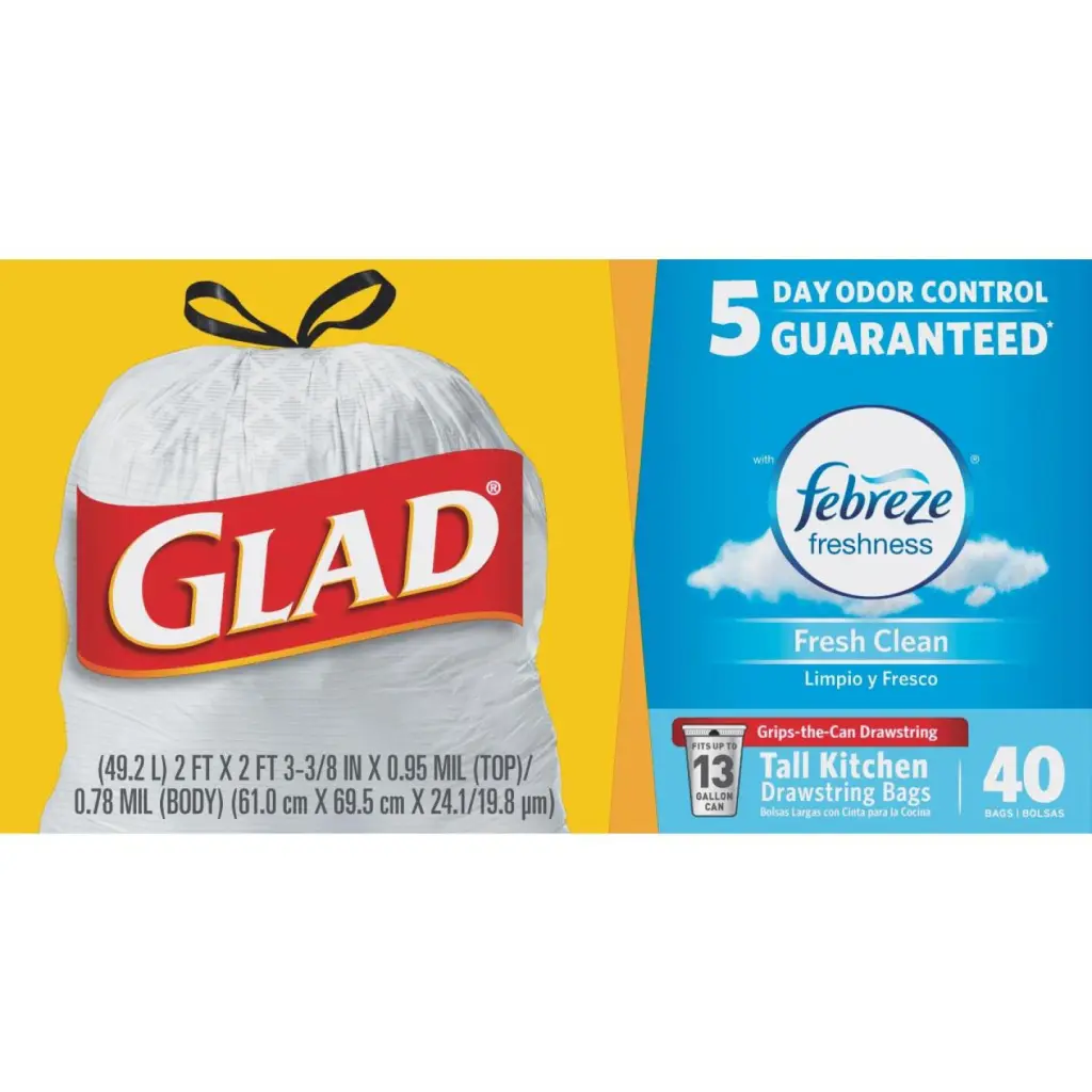 Glad Febreze 13-Gallon Fresh Scent Tall Kitchen Trash Bags 40-Count