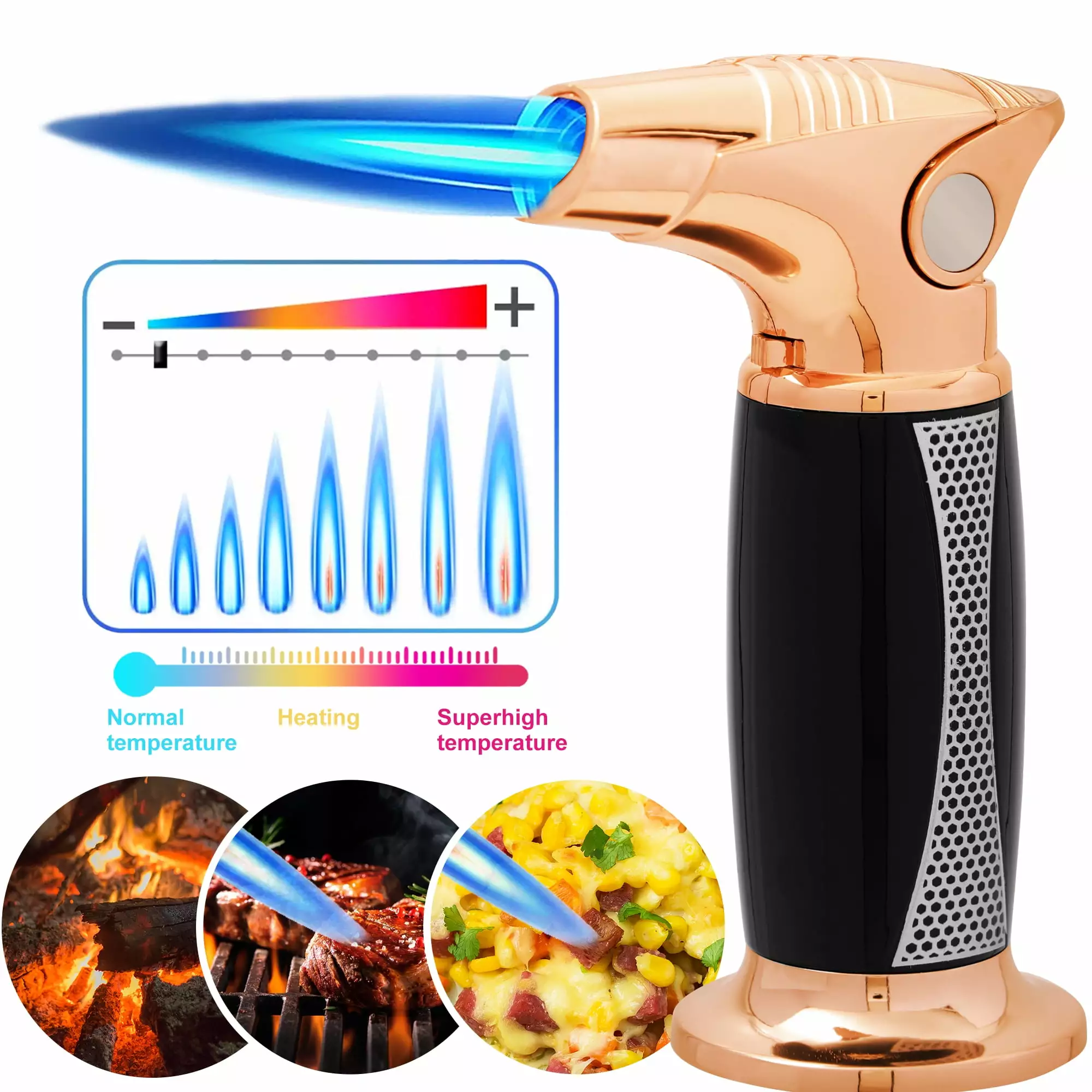 Butane Torch One-hand Operation Kitchen Torch Lighter Adjustable Flame BBQ Baking and Crafts TIME C CLUB