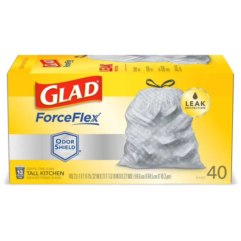Glad ForceFlex 13 gal Tall Kitchen Bags Drawstring 40 Pack 6