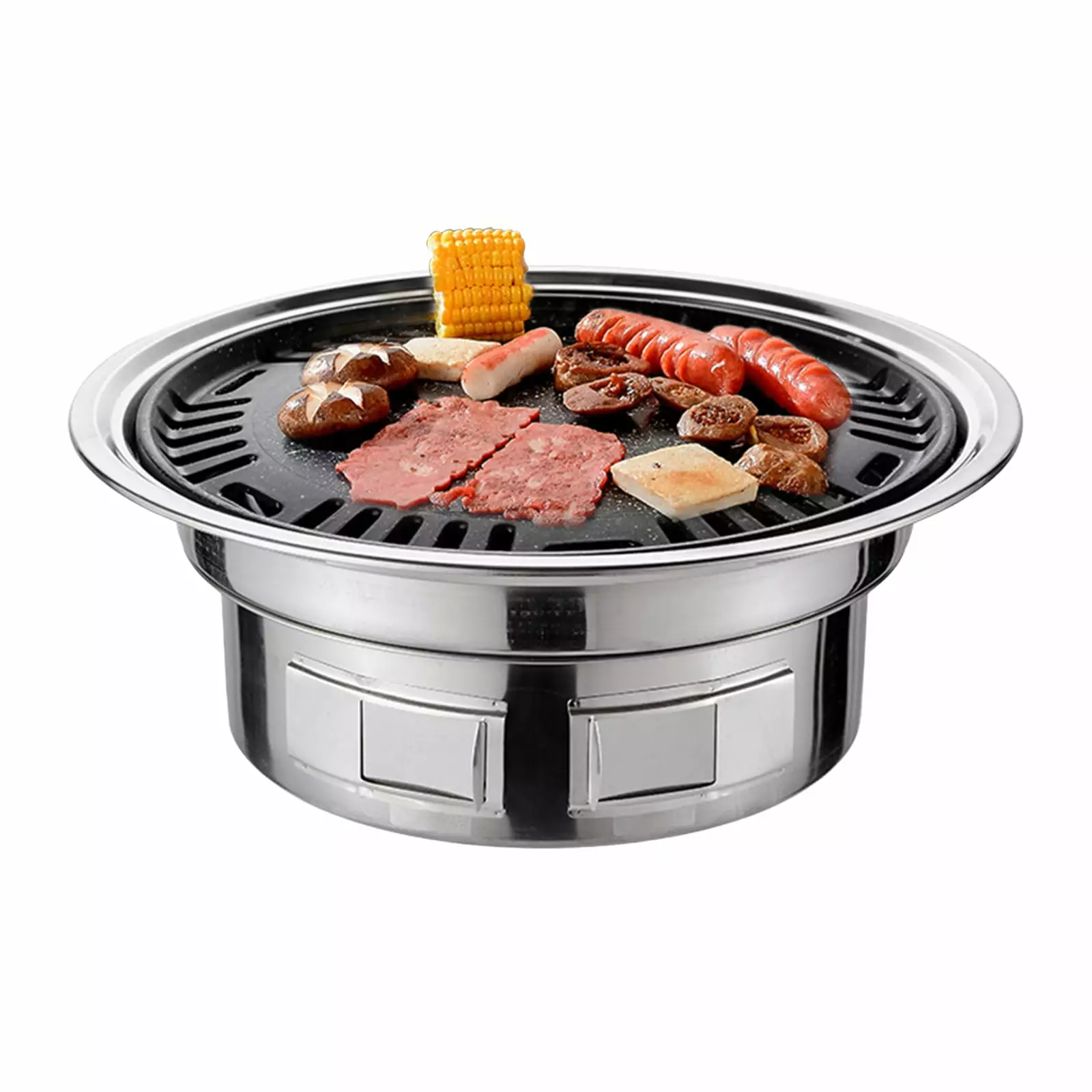 Walmeck 13 Inch Korean BBQ Grill Multifunctional Charcoal Barbecue Round Camping Grill