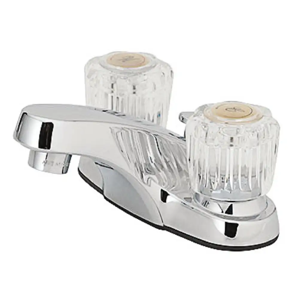 Homewerks 67090W-6201 2 Acrylic Handle Lavatory Faucet Basic Chrome Bathroom Sink Faucet
