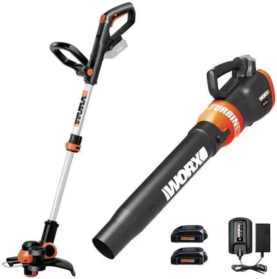 Worx WG921 20V Cordless String Trimmer and Leaf Blower Combo Kit