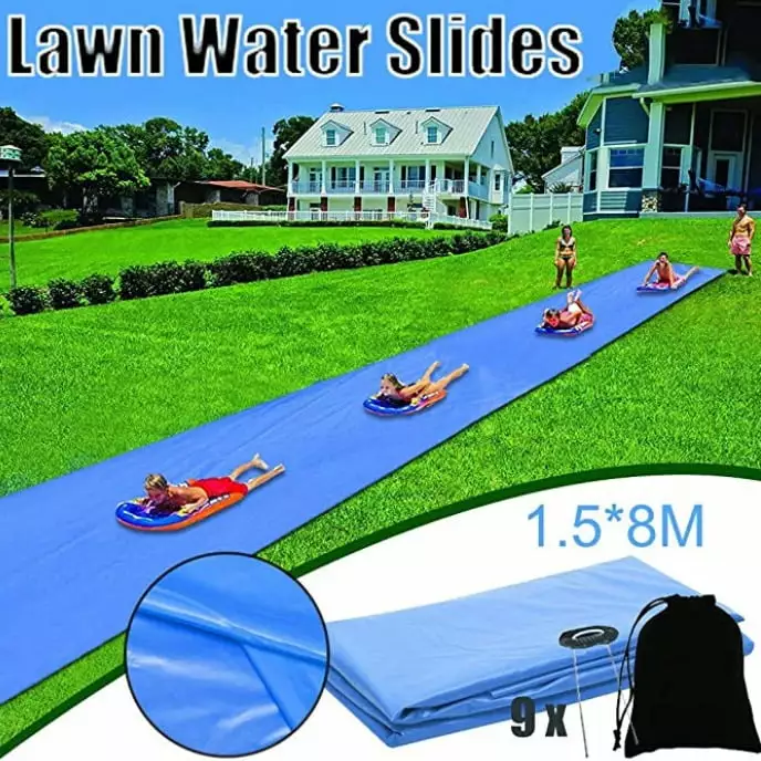 1.5X8M Heavy Duty Lawn Water Slides Slip Sprinkler Kids and Adults Backyard Summer Fun 22