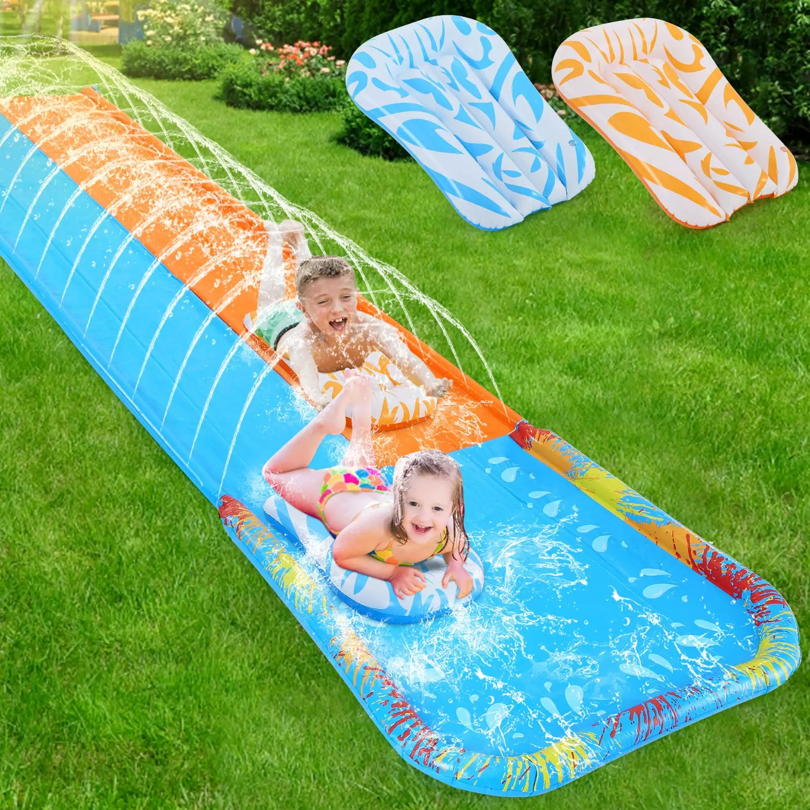 20ft Slip and Slide Water Slide Kids and Adults 2 Bodyboards and Sprinkler