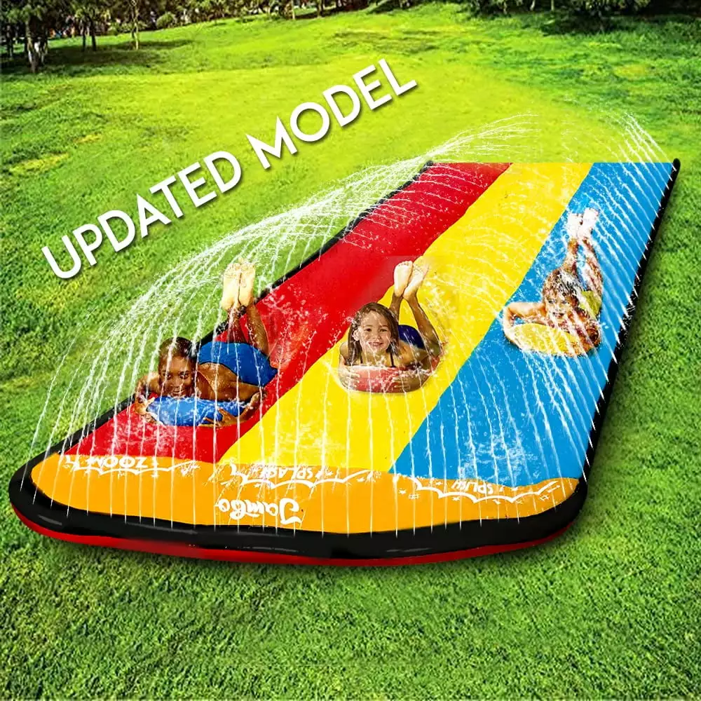 Jambo Premium Slip Splash and Slide 3 Bodyboards and 3-Way Water Sprinkler System Length15