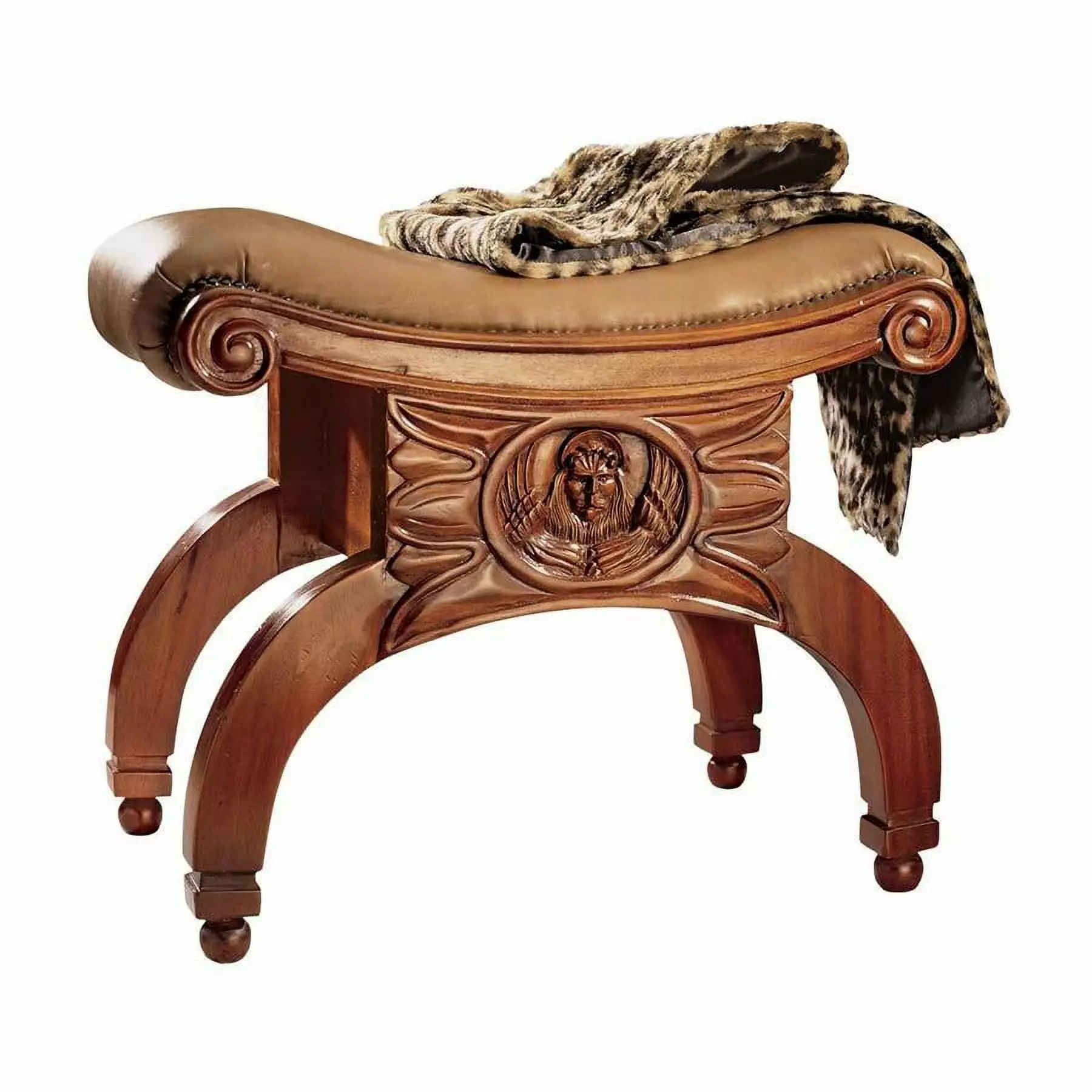 Venetian Leather Taboret - Luxury Leather Stool Living Room Benches Design Toscano
