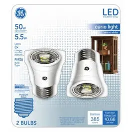 LED Spot Light Bulbs Warm White Clear 385 Lumens 5.5 Watt 2 Pack GE