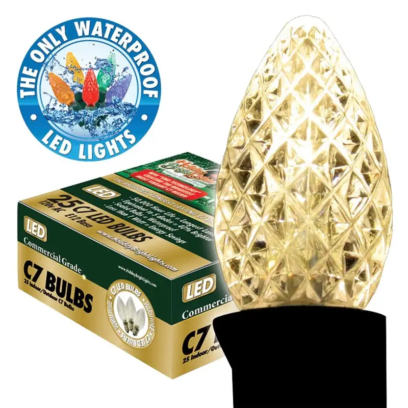 Holiday Bright BU25-LEDFC7-TWW Replacement SMD C7 LED Bulbs Warm White 25 Count