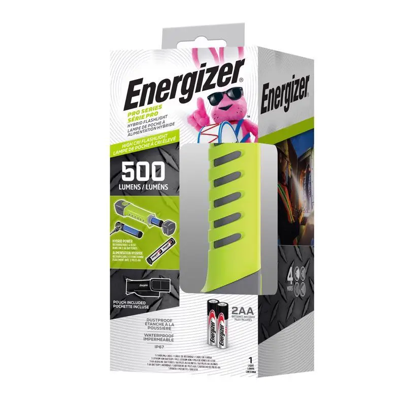 Energizer Pro Series 500 Lumen Gray Green LED Flashlight AA Battery